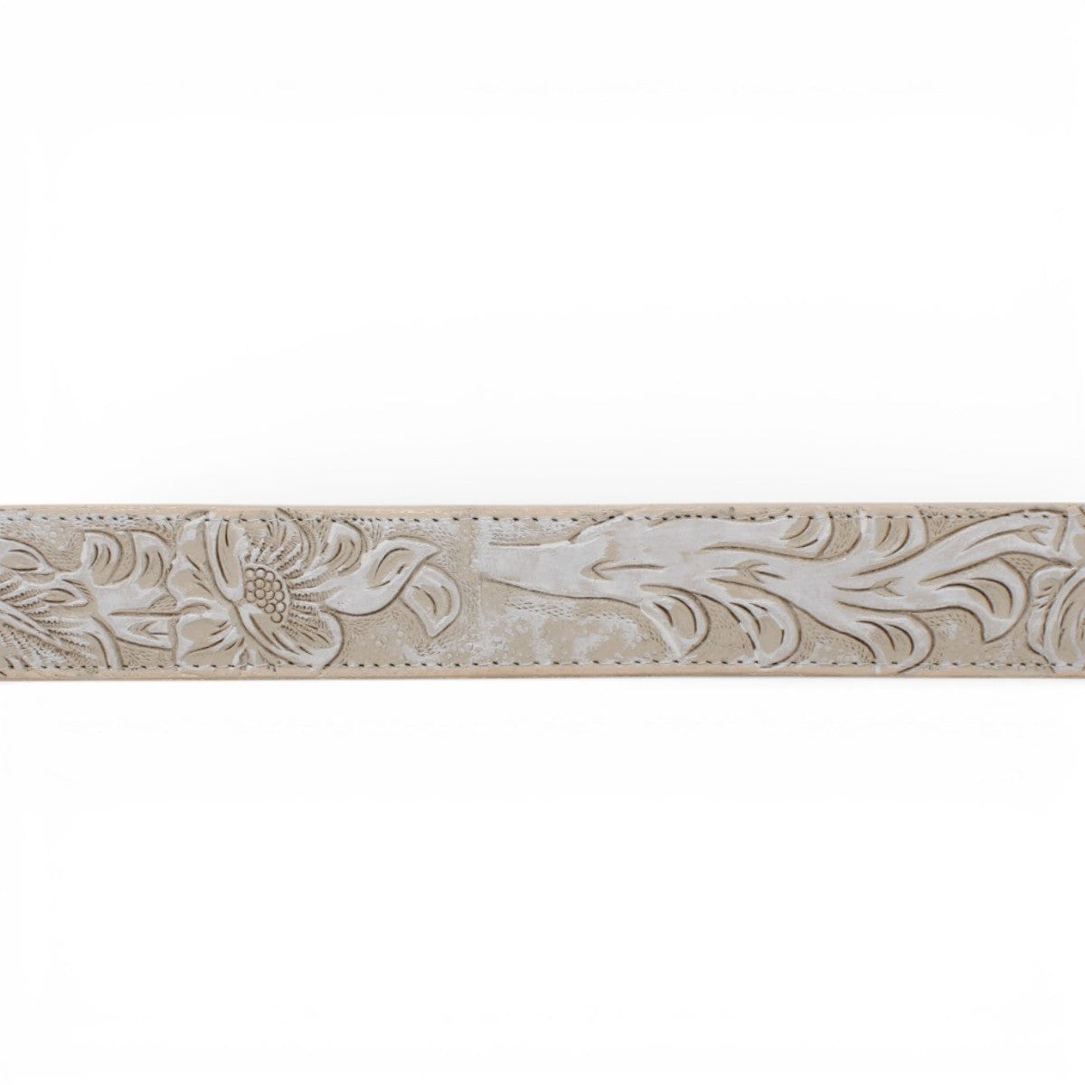 Tanner Mark Boots Belts Genuine Tooled Leather Texas Metal Buckle Belt White Color - Tanner Mark Boots