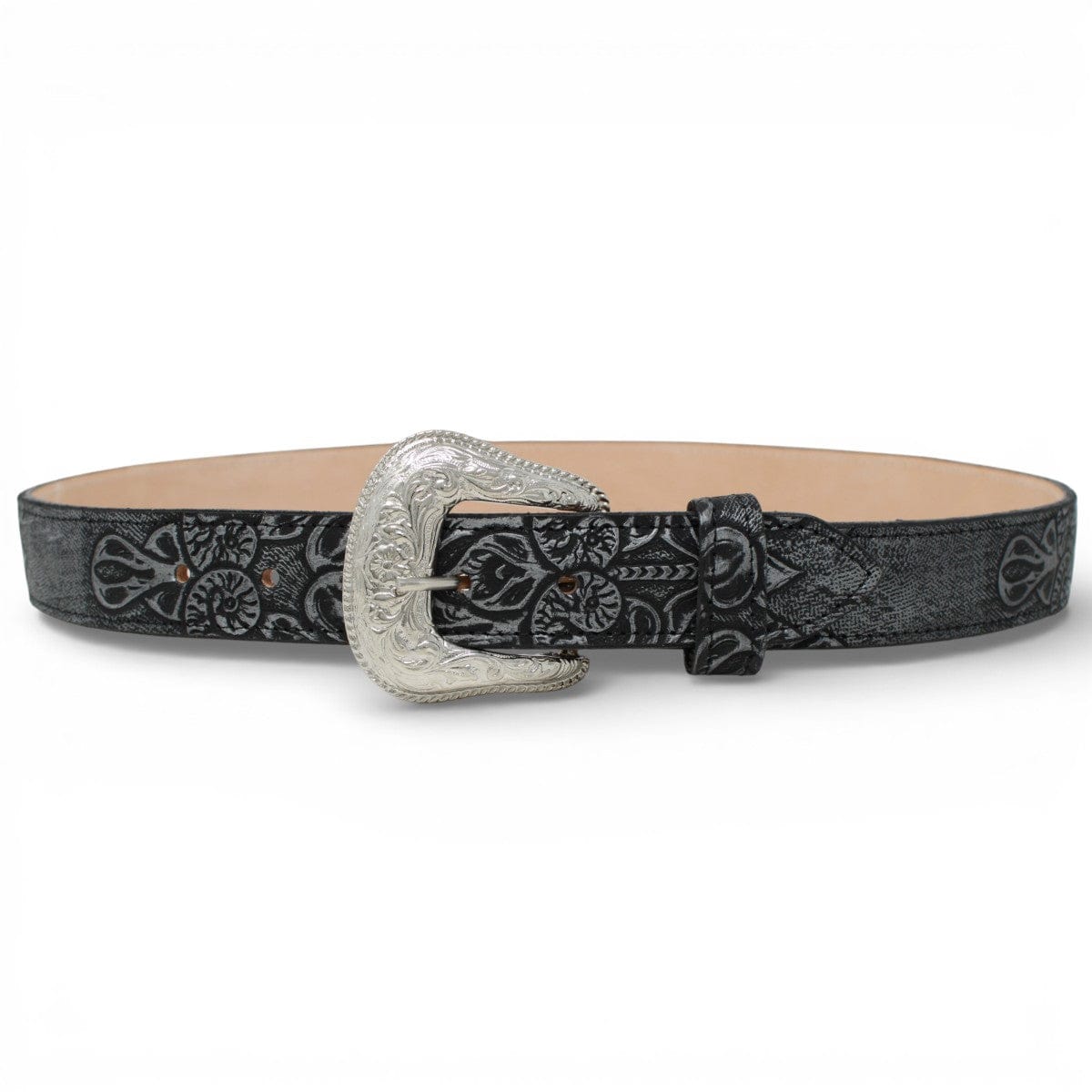Tanner Mark Boots Belts Genuine Tooled Leather Women´s Belt Black Color - Tanner Mark Boots