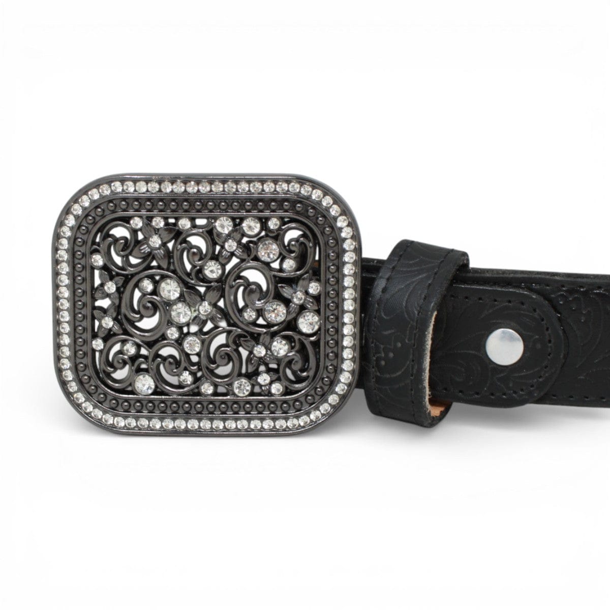 Tanner Mark Boots Belts Genuine Tooled Leather Women´s Belt Black Color - Tanner Mark Boots