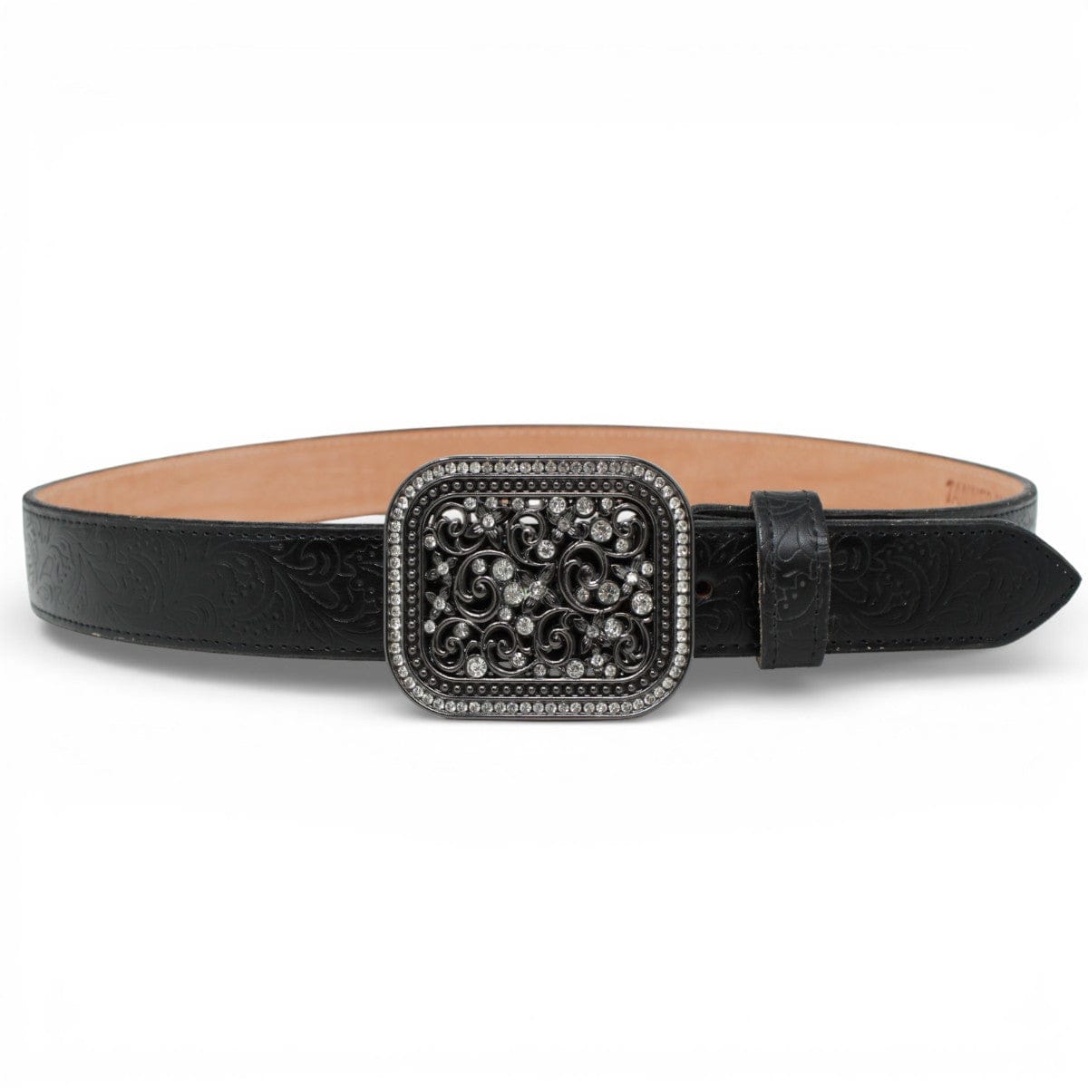 Tanner Mark Boots Belts Genuine Tooled Leather Women´s Belt Black Color - Tanner Mark Boots
