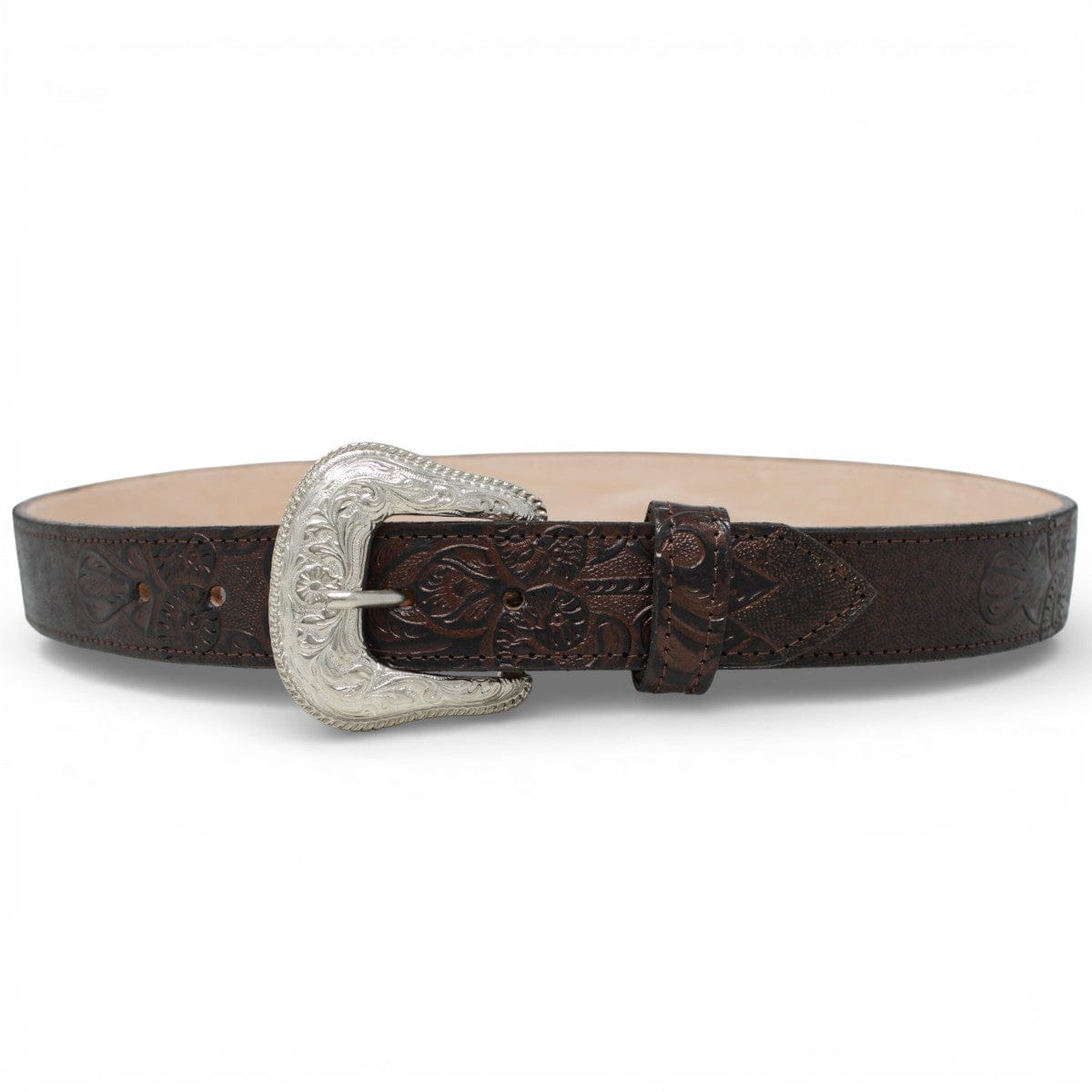 Tanner Mark Boots Belts Genuine Tooled Leather Women´s Belt Brown Color - Tanner Mark Boots