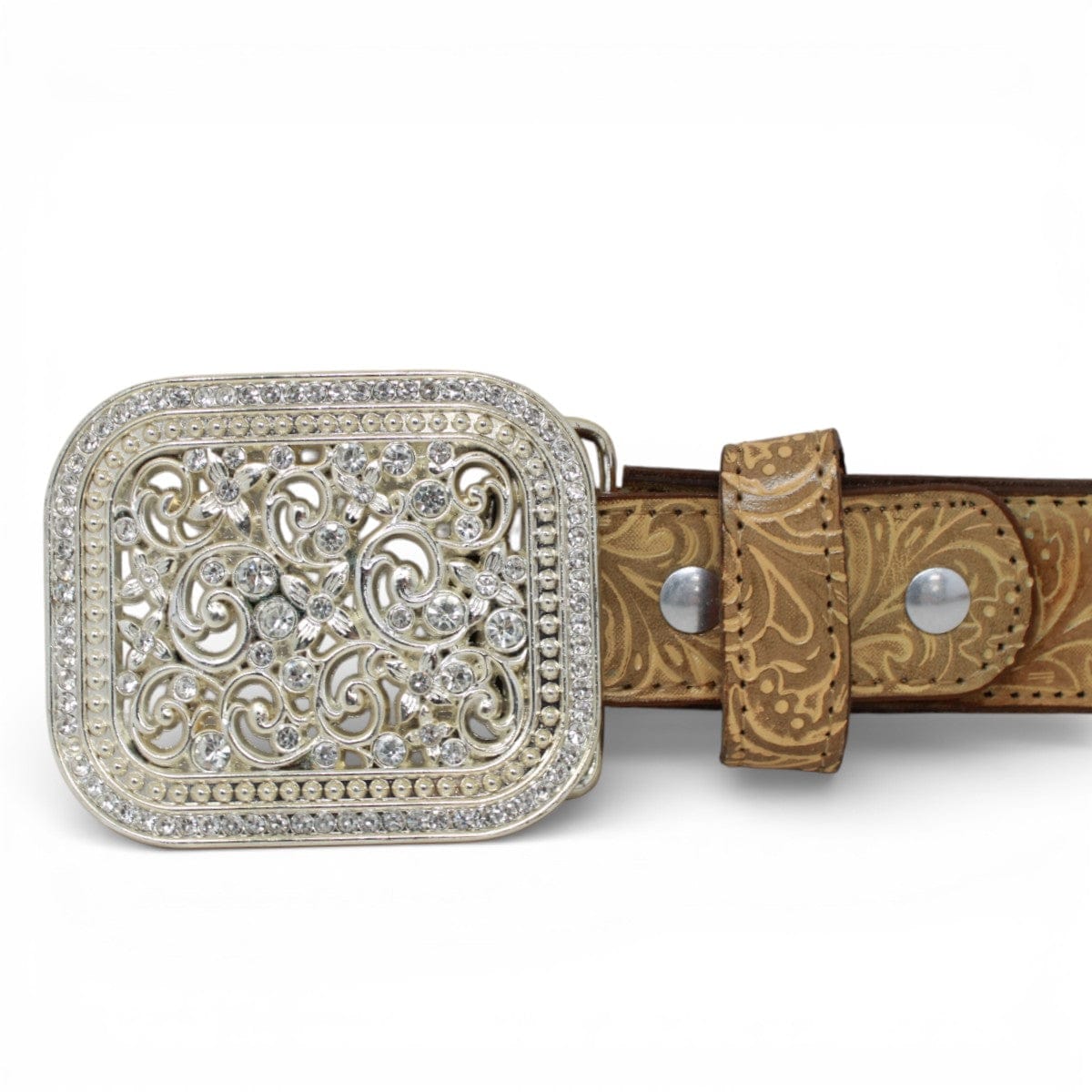 Tanner Mark Boots Belts Genuine Tooled Leather Women´s Belt Natural Color - Tanner Mark Boots