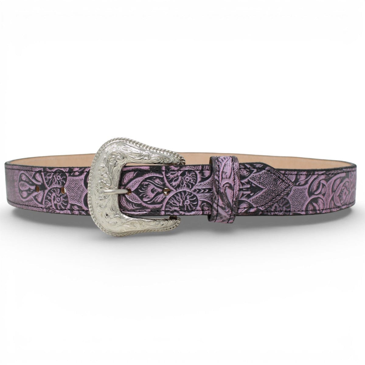 Tanner Mark Boots Belts Genuine Tooled Leather Women´s Belt Pink Color - Tanner Mark Boots