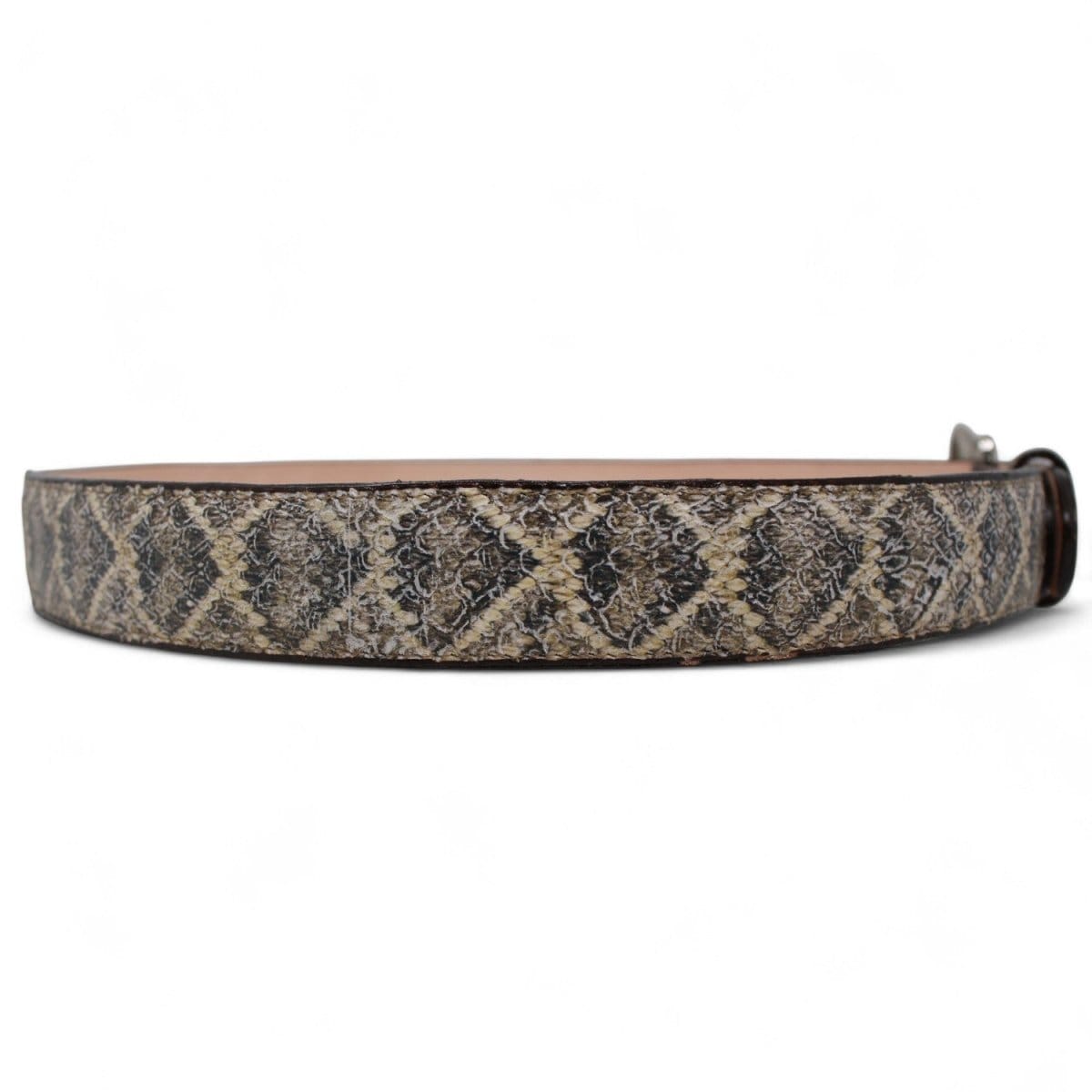 Tanner Mark Boots Belts Rattlesnake Print Texas Metal Buckle Belt Natural Color - Tanner Mark Boots