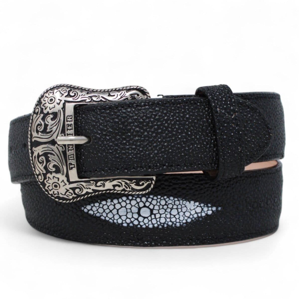 Tanner Mark Boots Belts Stingray Print Texas Metal Buckle Belt Black Color - Tanner Mark Boots
