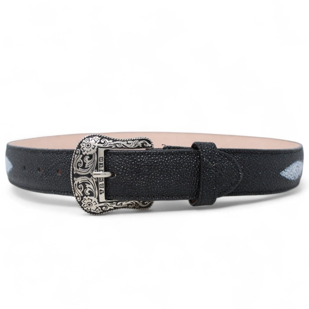 Tanner Mark Boots Belts Stingray Print Texas Metal Buckle Belt Black Color - Tanner Mark Boots