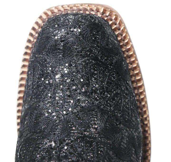 Tanner Mark Boots Boots Girl's Dakota Genuine Leather Square Toe Boots in Shimmer Black - Tanner Mark Boots