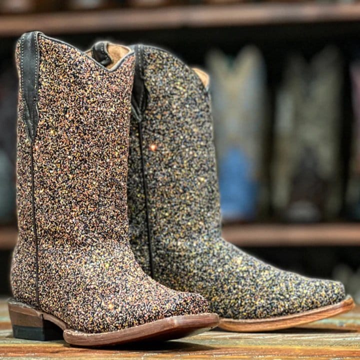 Tanner Mark Boots Boots Girl's Genuine Leather Square Toe Boots in Mermaid Brown - Tanner Mark Boots