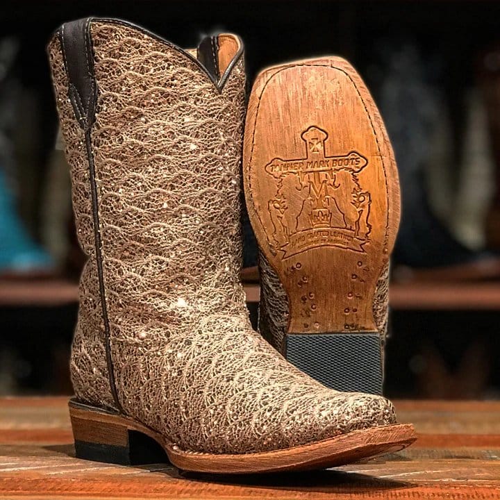 Tanner Mark Boots Boots Girl's Presley Genuine Leather Square Toe Boots in Shimmer Mocha Brown - Tanner Mark Boots