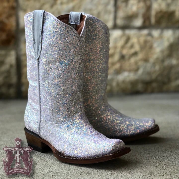 Tanner Mark Boots Boots Girl's Unicorn Genuine Leather Square Toe Boots in Mint - Tanner Mark Boots