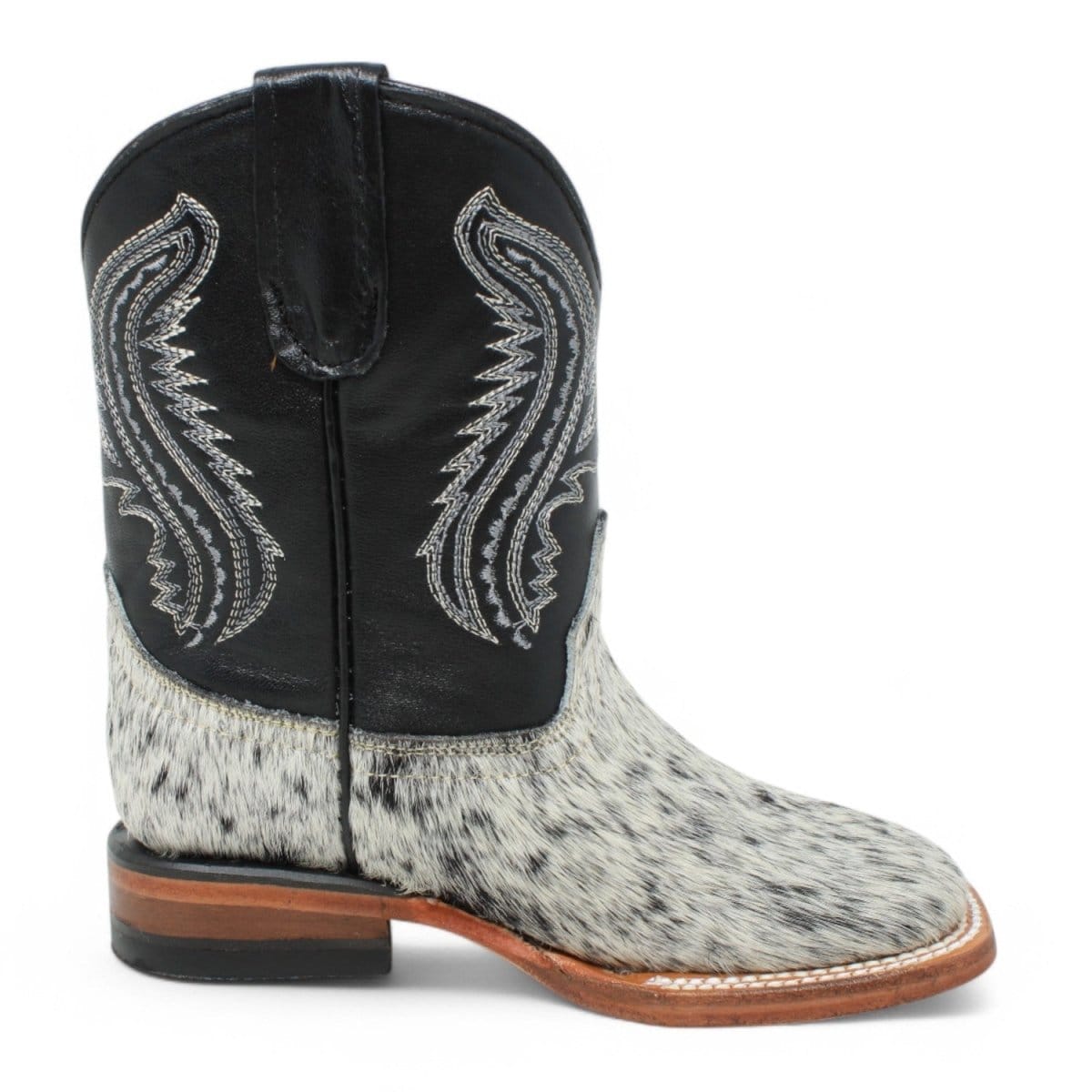 Tanner Mark Boots Boots Kids Genuine Leather and Cow Hair Square Toe Boots in Black - Tanner Mark Boots