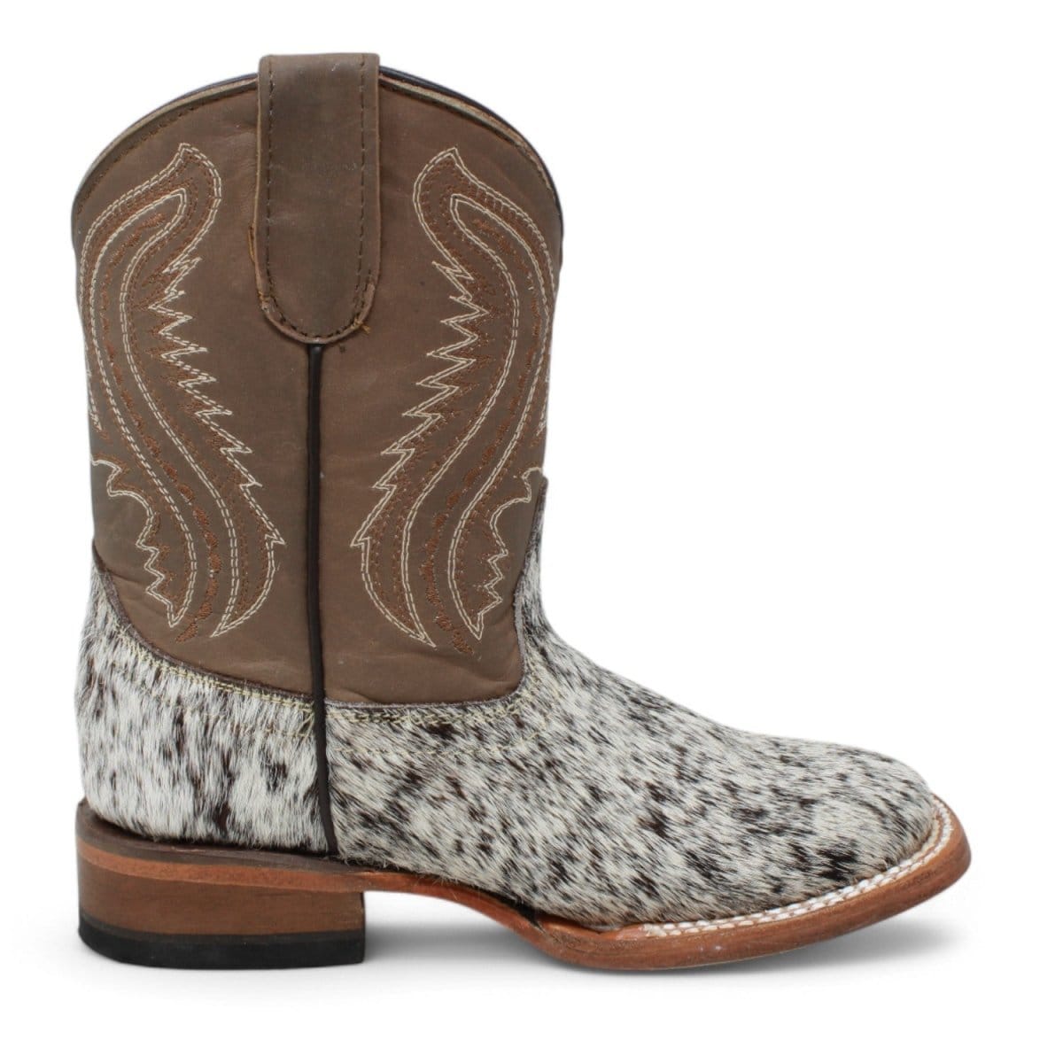 Tanner Mark Boots Boots Kids Genuine Leather and Cow Hair Square Toe Boots in Brown - Tanner Mark Boots