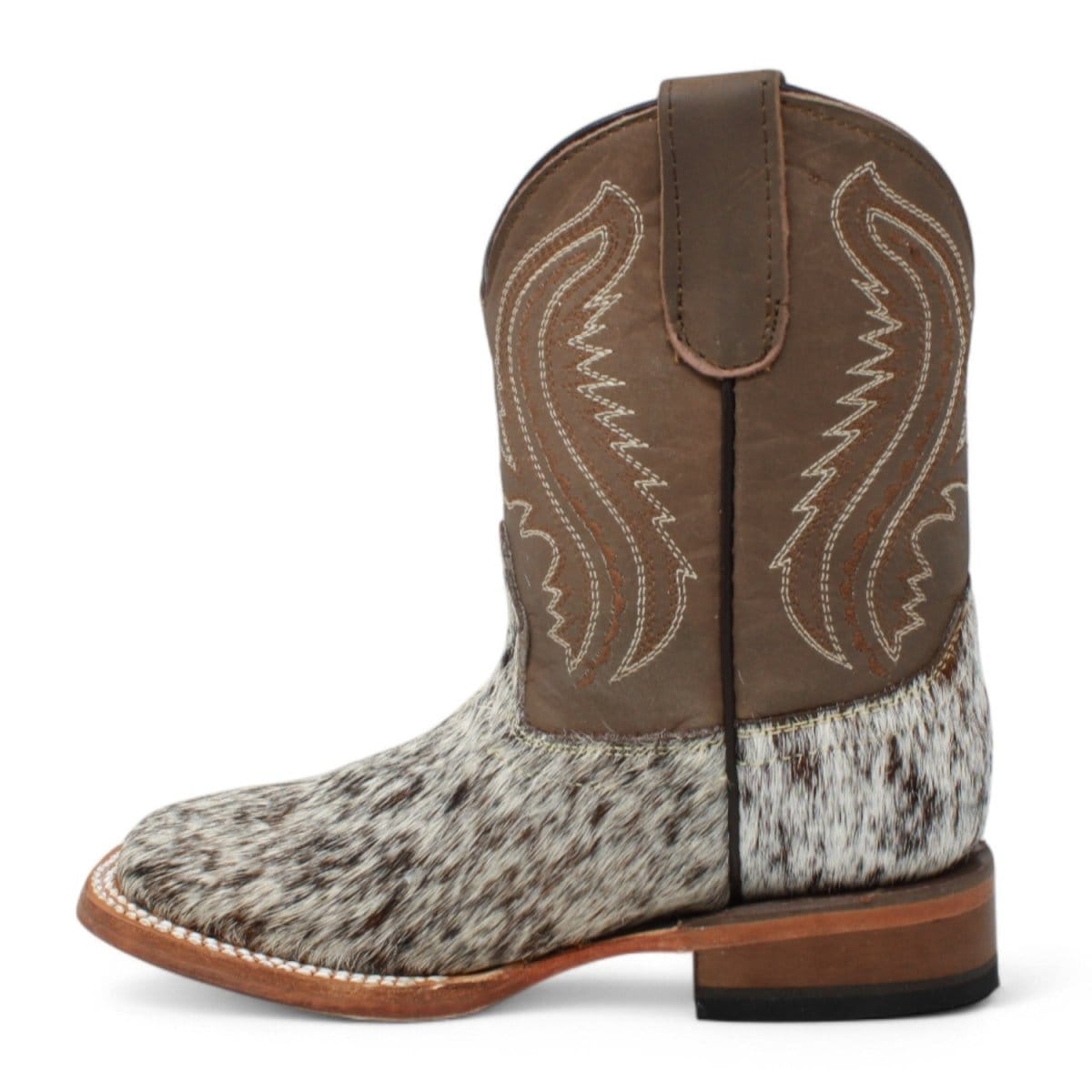 Tanner Mark Boots Boots Kids Genuine Leather and Cow Hair Square Toe Boots in Brown - Tanner Mark Boots