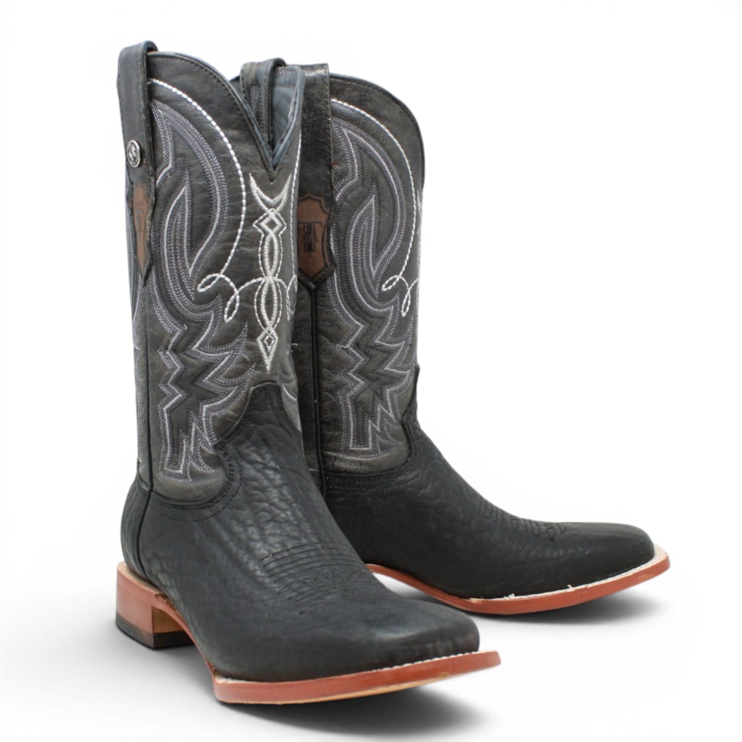 Tanner Mark Boots Boots Men's Bull Hide Leather Square Toe Boots in Black - Tanner Mark Boots