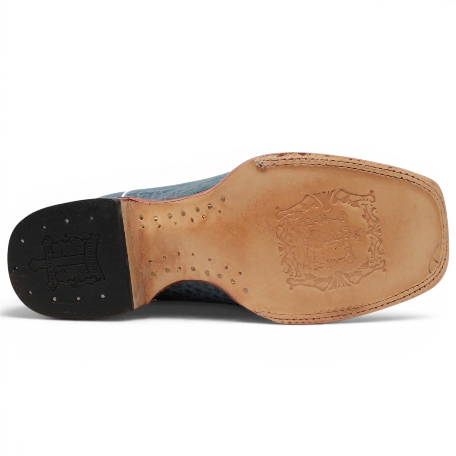 Tanner Mark Boots Boots Men's Bull Hide Leather Square Toe Boots in Blue - Tanner Mark Boots