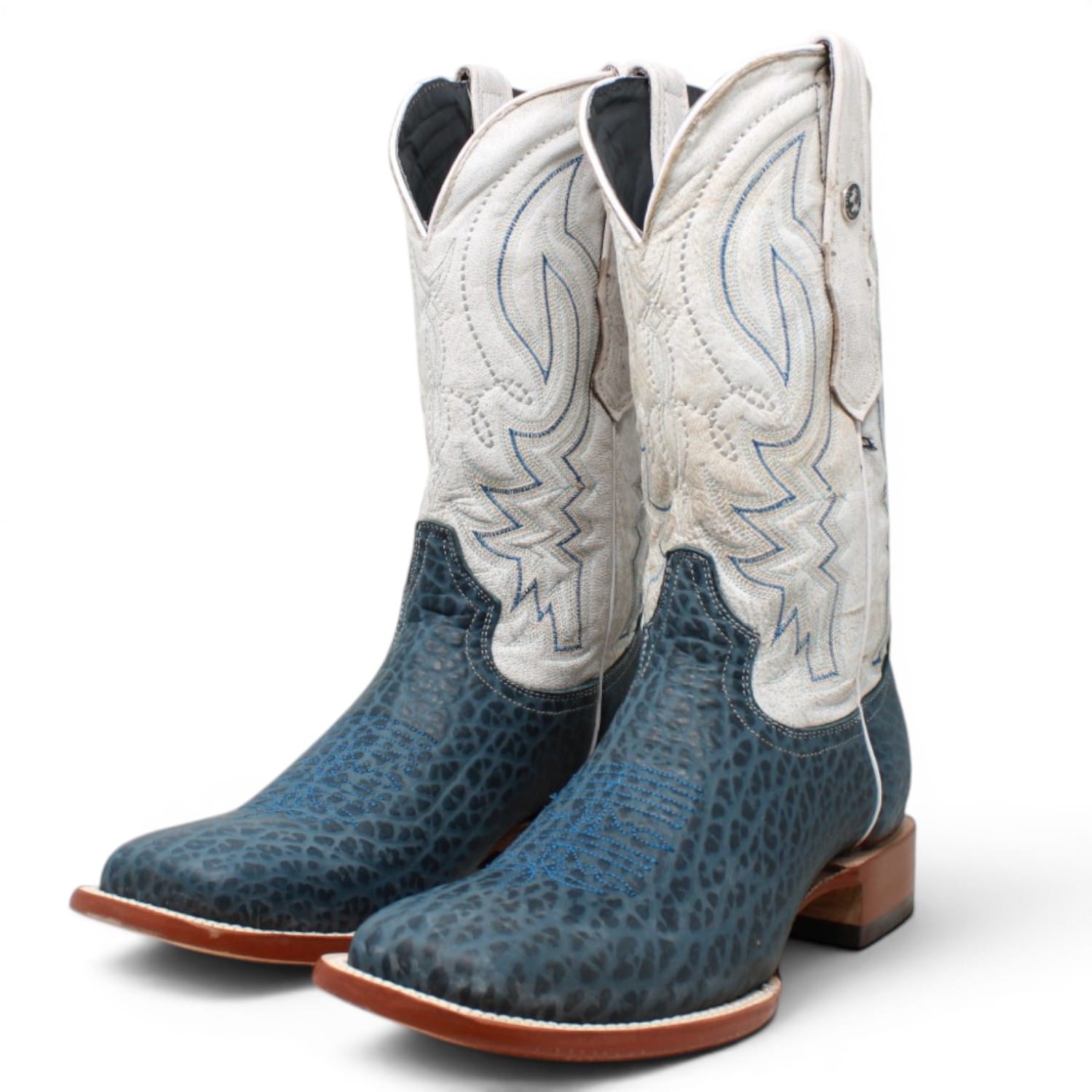 Tanner Mark Boots Boots Men's Bull Hide Leather Square Toe Boots in Blue - Tanner Mark Boots