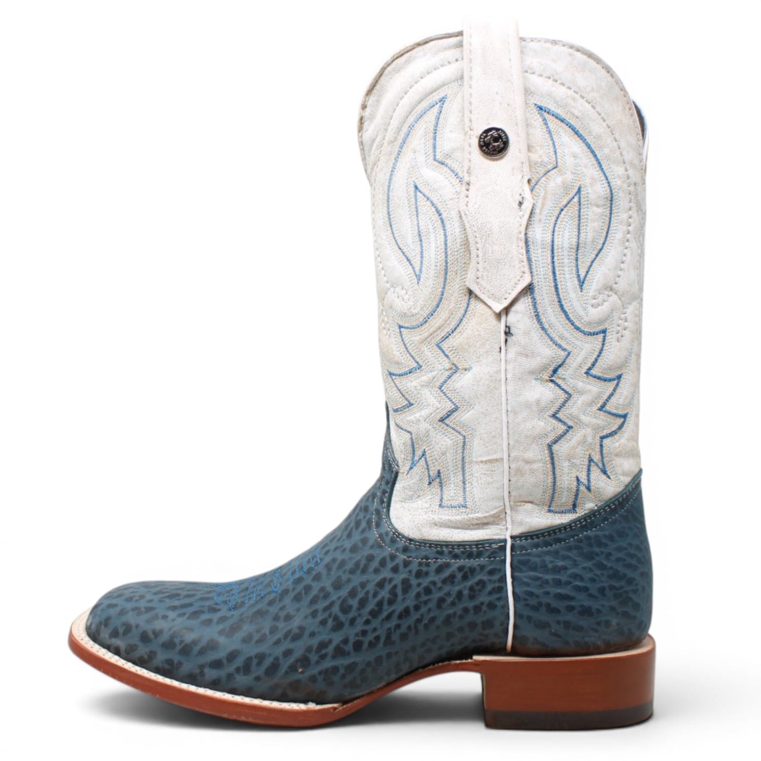 Tanner Mark Boots Boots Men's Bull Hide Leather Square Toe Boots in Blue - Tanner Mark Boots