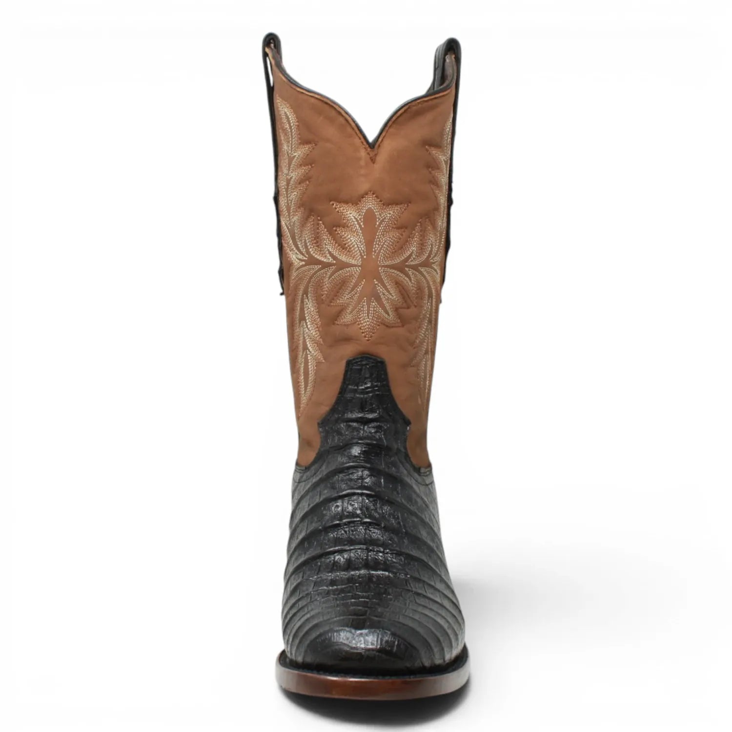 Tanner Mark Boots Boots Men's Caiman Belly Print Round Toe Boots in Matte Black - Tanner Mark Boots