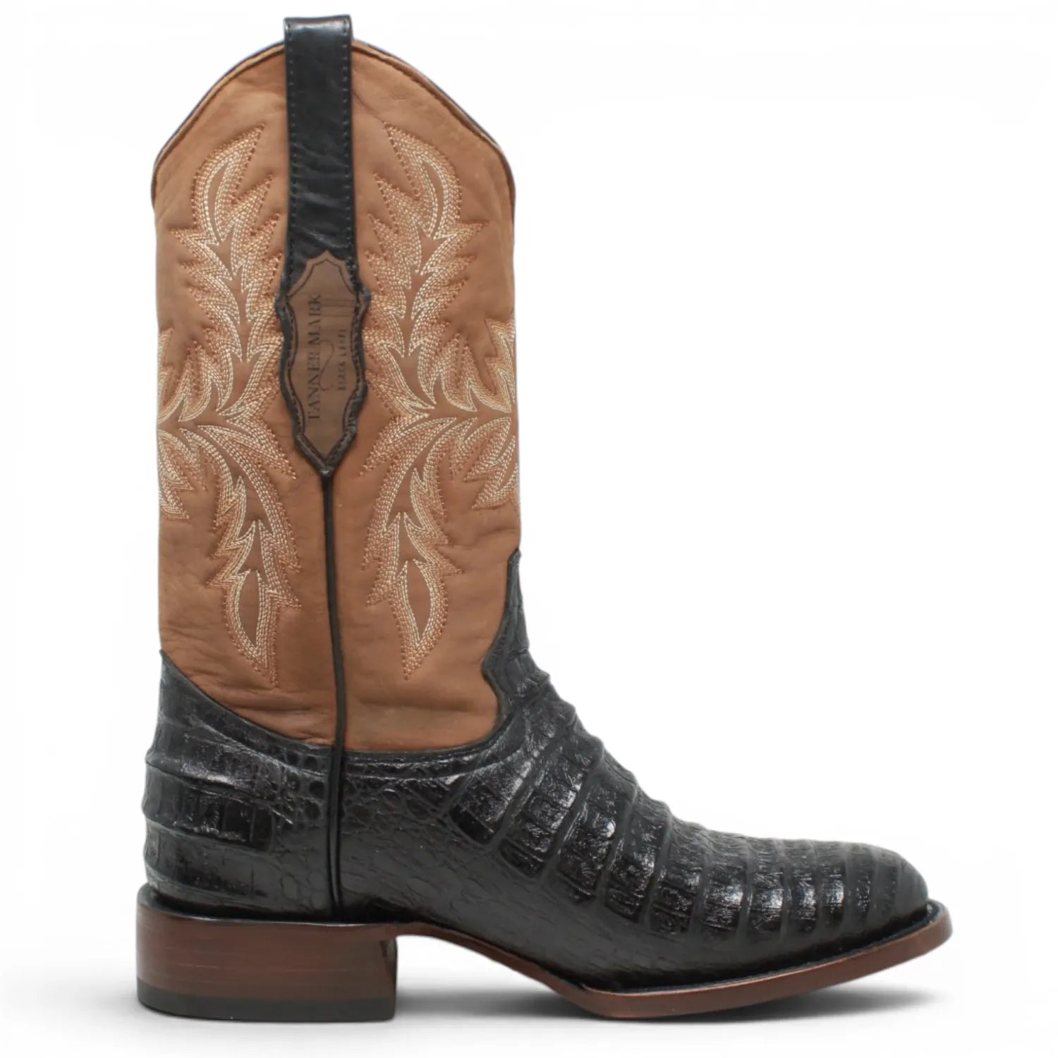 Tanner Mark Boots Boots Men's Caiman Belly Print Round Toe Boots in Matte Black - Tanner Mark Boots