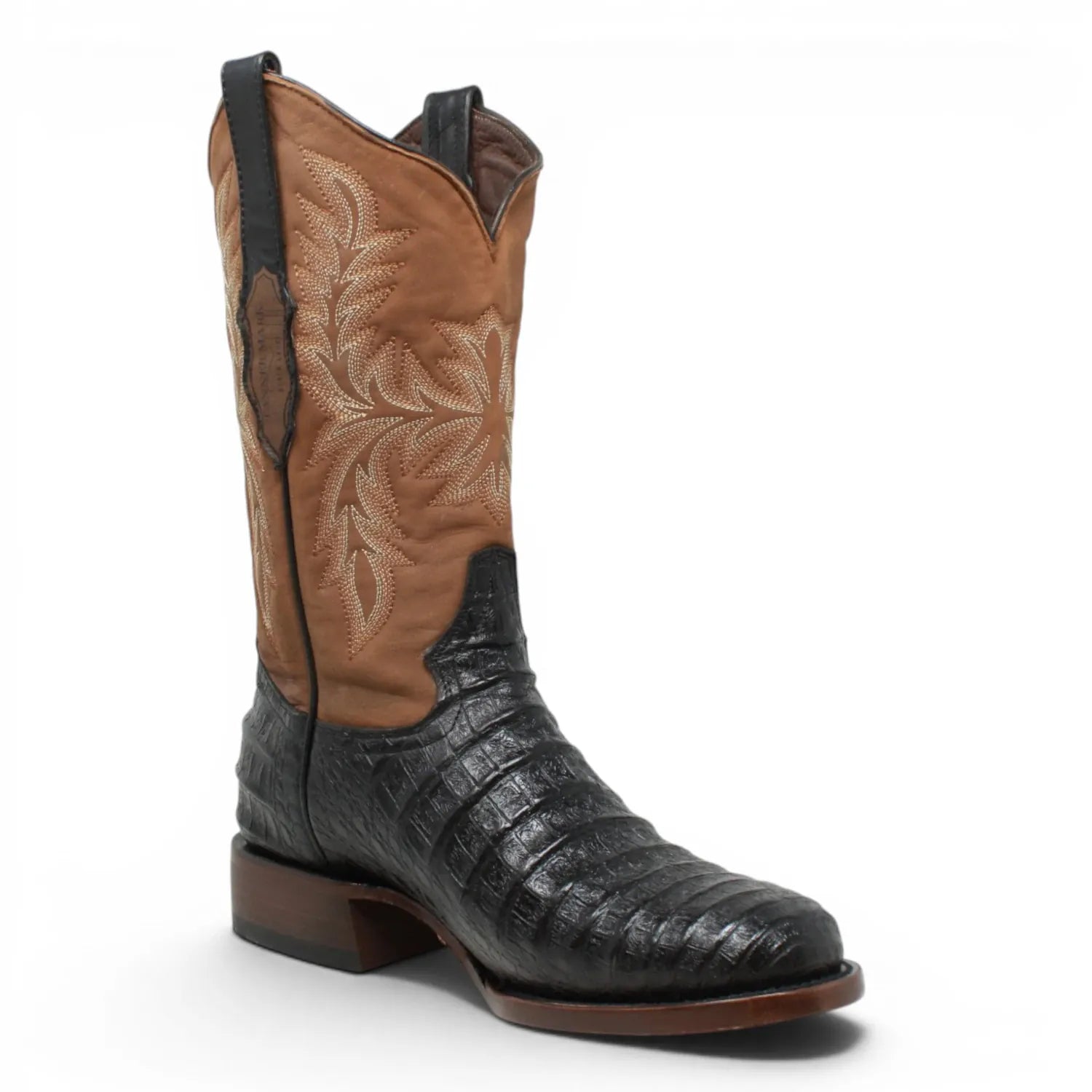 Tanner Mark Boots Boots Men's Caiman Belly Print Round Toe Boots in Matte Black - Tanner Mark Boots