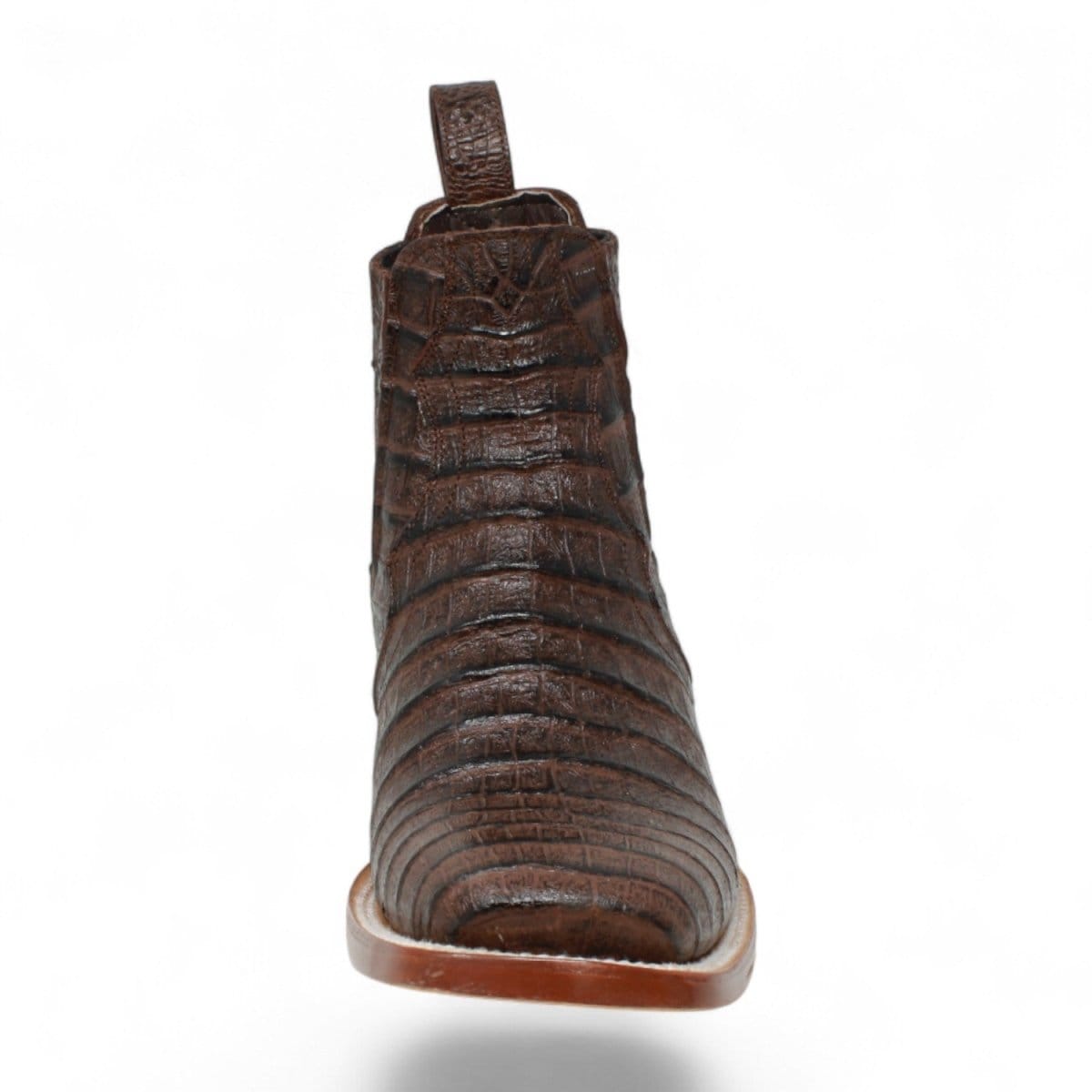 Tanner Mark Boots Boots Men's Caiman Belly Print Square Toe Ankle Boots in Brown - Tanner Mark Boots