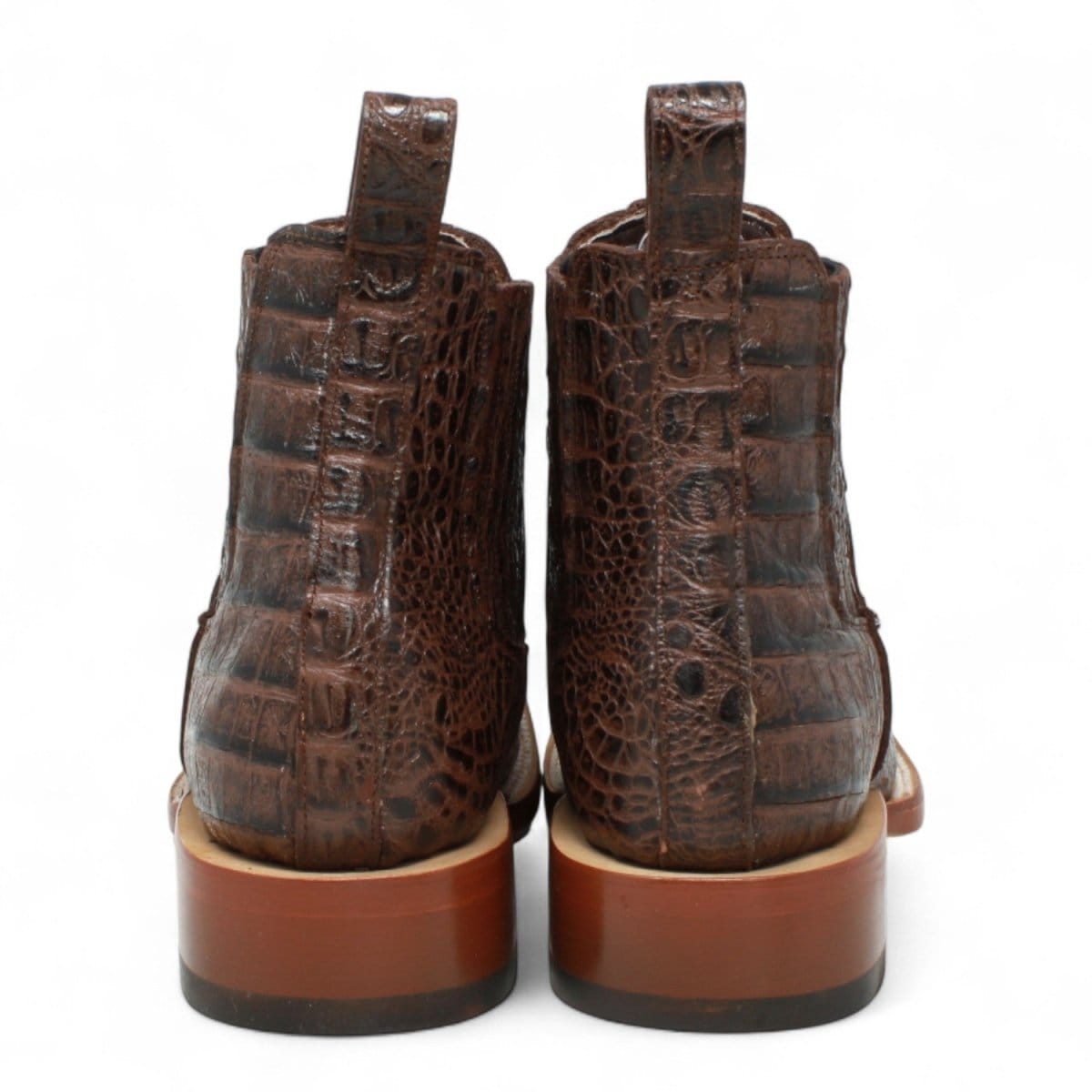 Tanner Mark Boots Boots Men's Caiman Belly Print Square Toe Ankle Boots in Brown - Tanner Mark Boots