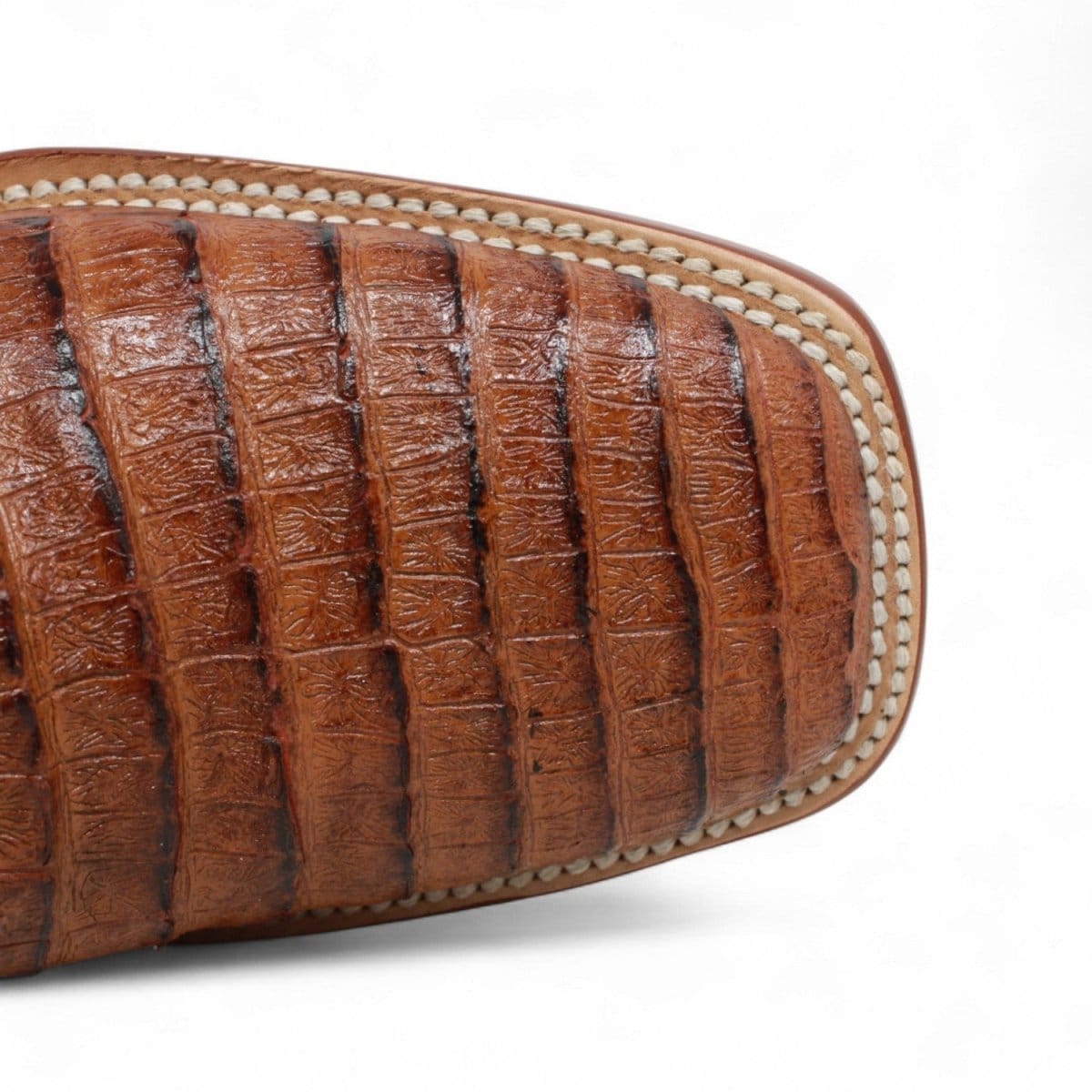 Tanner Mark Boots Boots Men's Caiman Belly Print Square Toe Ankle Boots in Cognac - Tanner Mark Boots