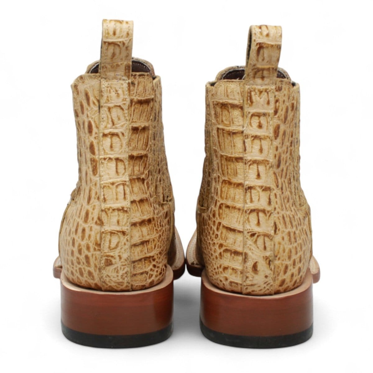 Tanner Mark Boots Boots Men's Caiman Belly Print Square Toe Ankle Boots in Sand - Tanner Mark Boots