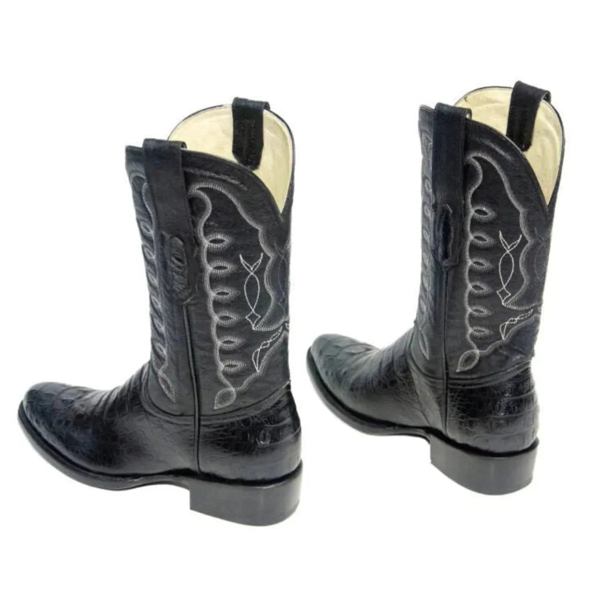 Tanner Mark Boots Boots Men's Caiman Hornback Print Round Toe Boots in Black - El Reparo