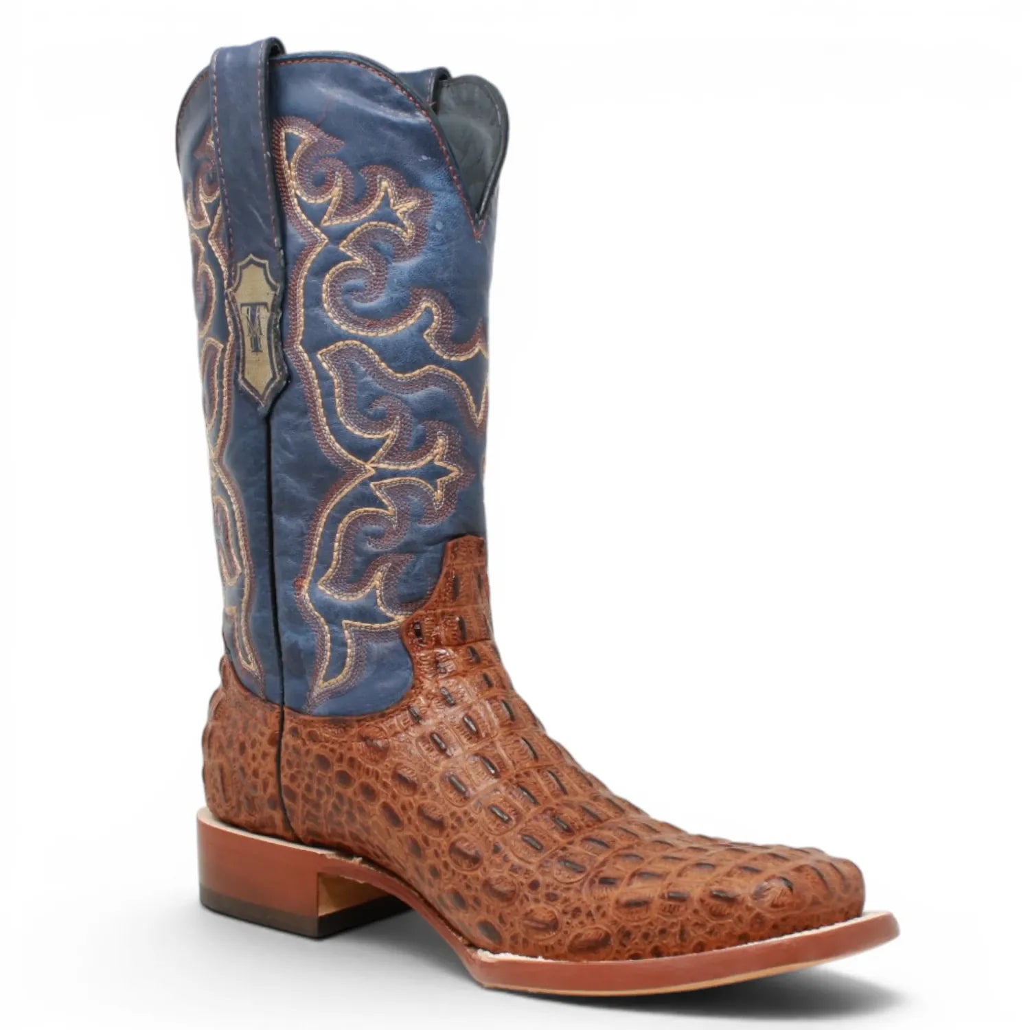 Tanner Mark Boots Boots Men's Caiman Hornback Print Square Toe Boots in Matte Cognac - Tanner Mark Boots