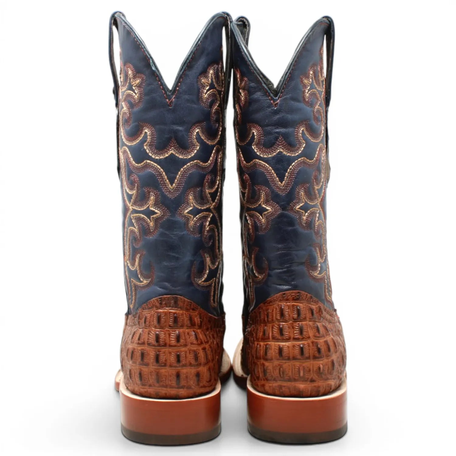 Tanner Mark Boots Boots Men's Caiman Hornback Print Square Toe Boots in Matte Cognac - Tanner Mark Boots