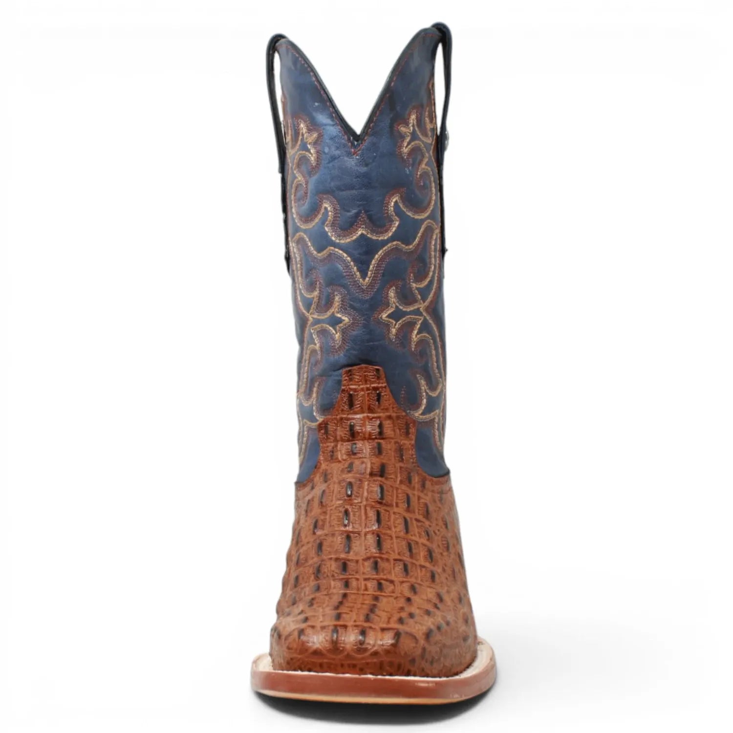 Tanner Mark Boots Boots Men's Caiman Hornback Print Square Toe Boots in Matte Cognac - Tanner Mark Boots