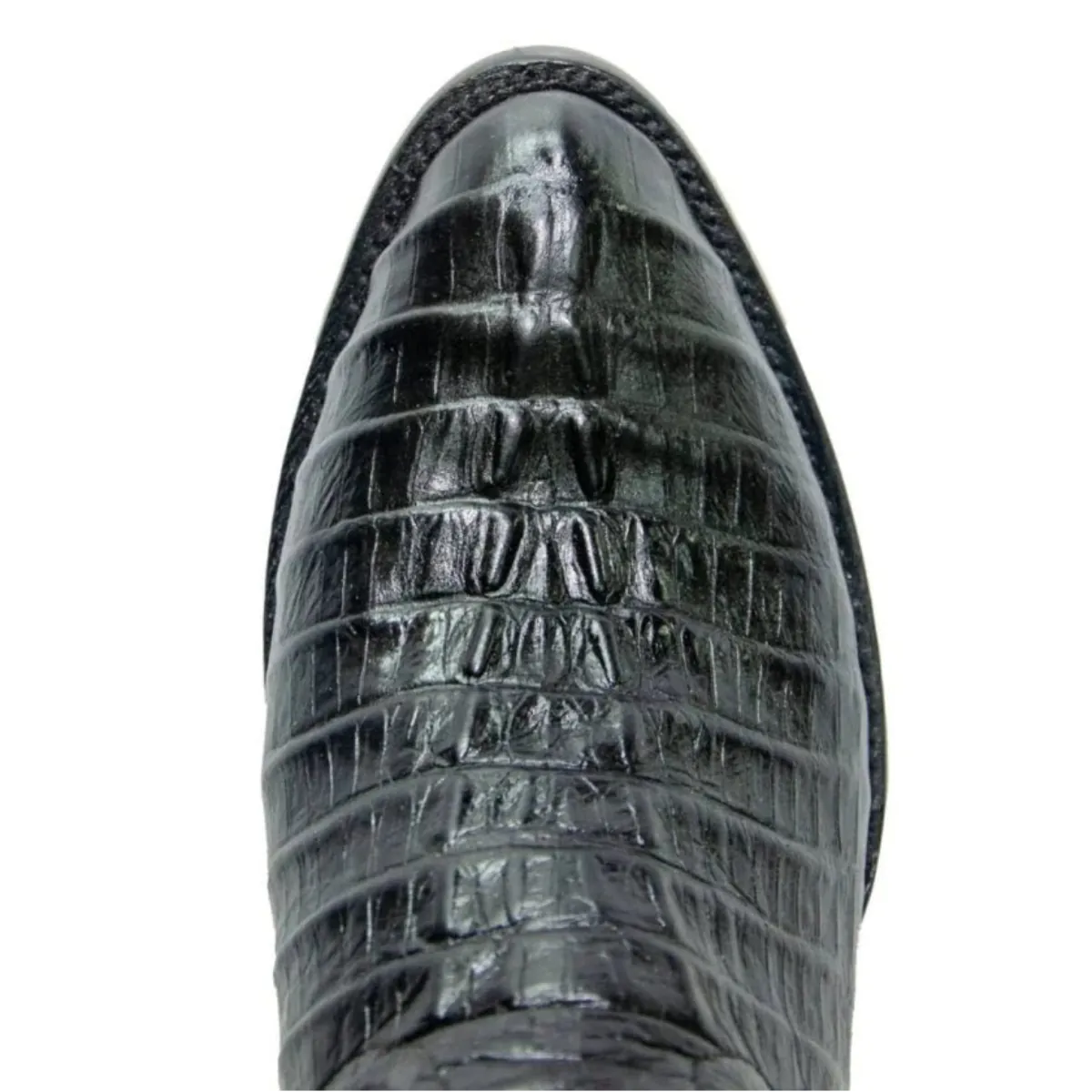 Tanner Mark Boots Boots Men's Caiman Tail Print Round Toe Boots in Black - El Reparo