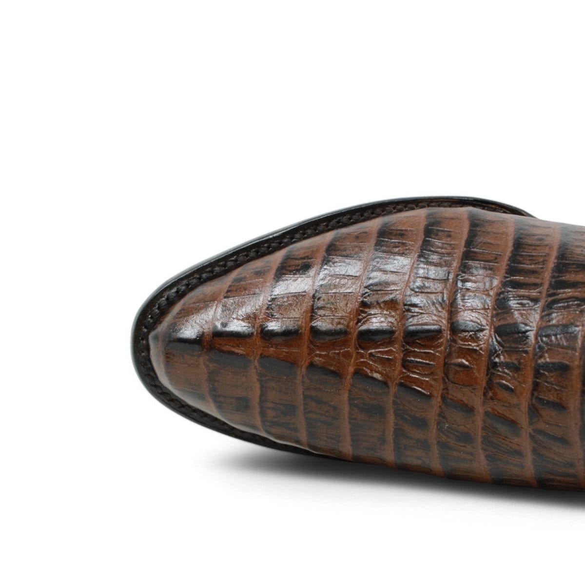 Tanner Mark Boots Boots Men's Caiman Tail Print Round Toe Boots in Brown - El Reparo