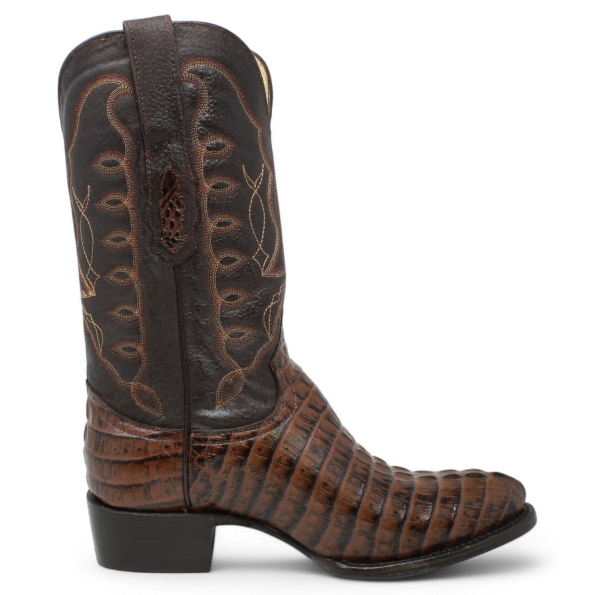 Tanner Mark Boots Boots Men's Caiman Tail Print Round Toe Boots in Brown - El Reparo