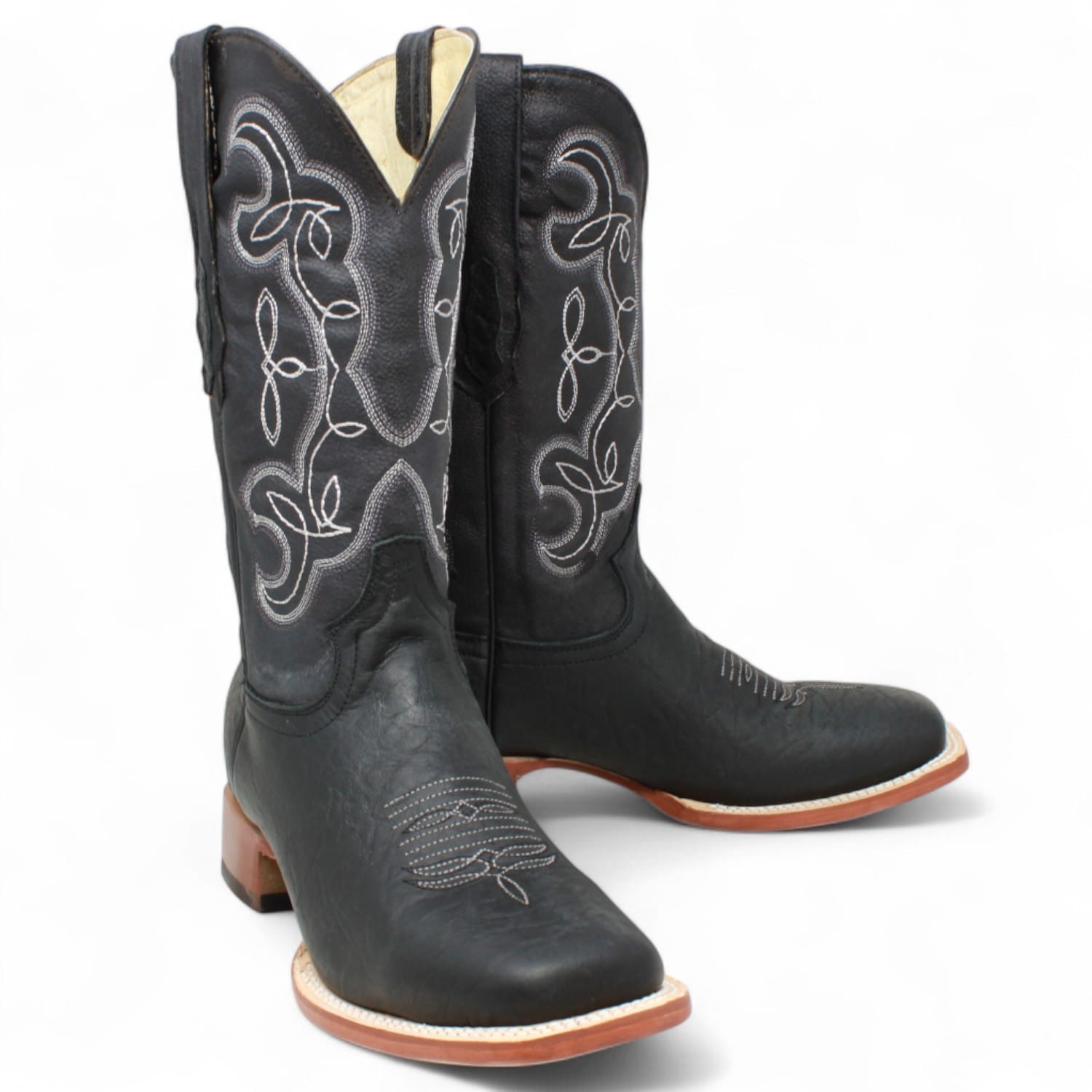Tanner Mark Boots Boots Men's Genuine Bull Shoulder Square Toe Boots in Black - El Reparo