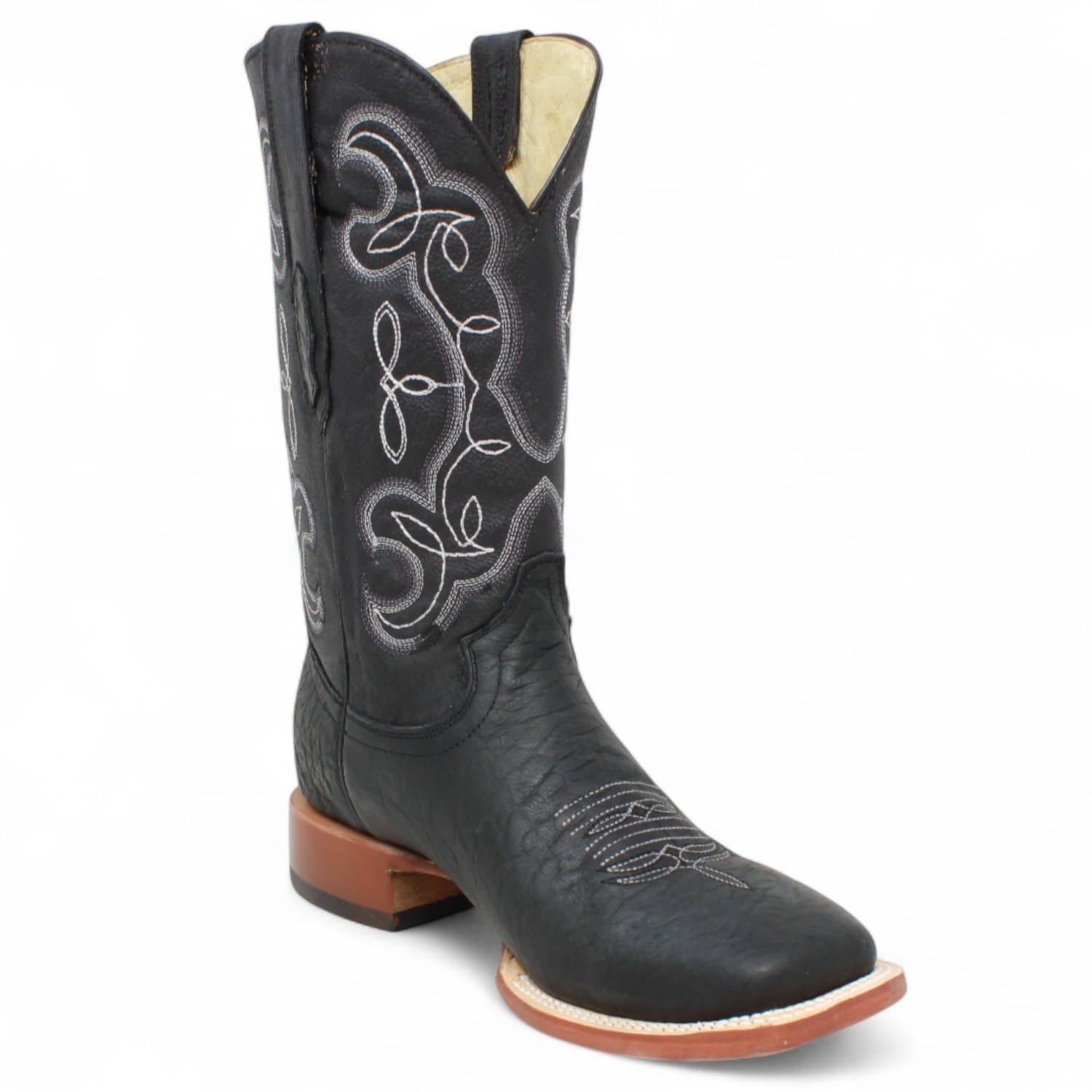 Tanner Mark Boots Boots Men's Genuine Bull Shoulder Square Toe Boots in Black - El Reparo