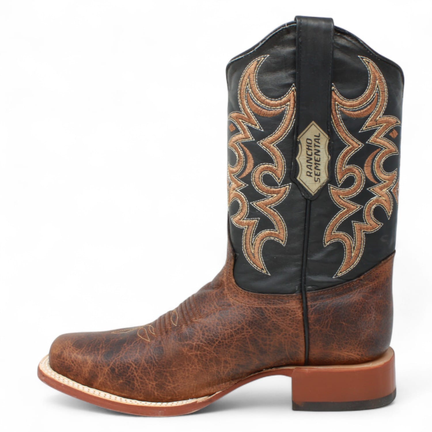 Tanner Mark Boots Boots Men's Genuine Leather Square Toe Boots in Brown - Rancho Semental