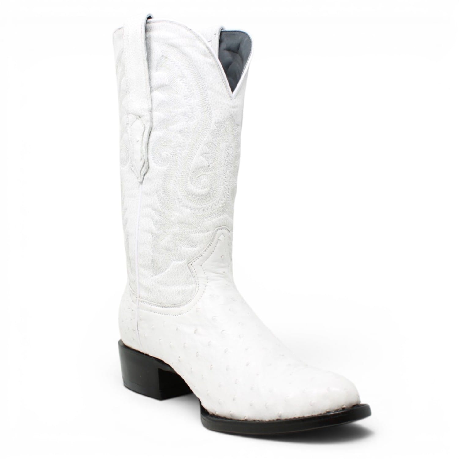 Tanner Mark Boots Boots Men's Genuine Ostrich Round Toe Boots in Winter White - Tanner Mark Boots