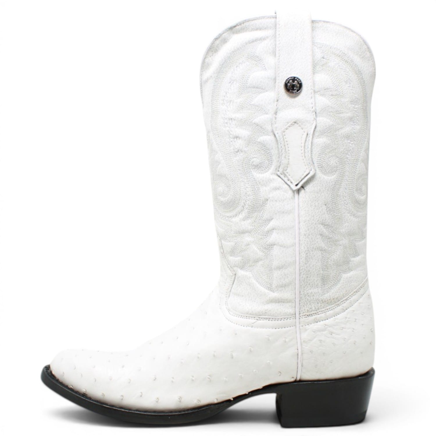 Tanner Mark Boots Boots Men's Genuine Ostrich Round Toe Boots in Winter White - Tanner Mark Boots