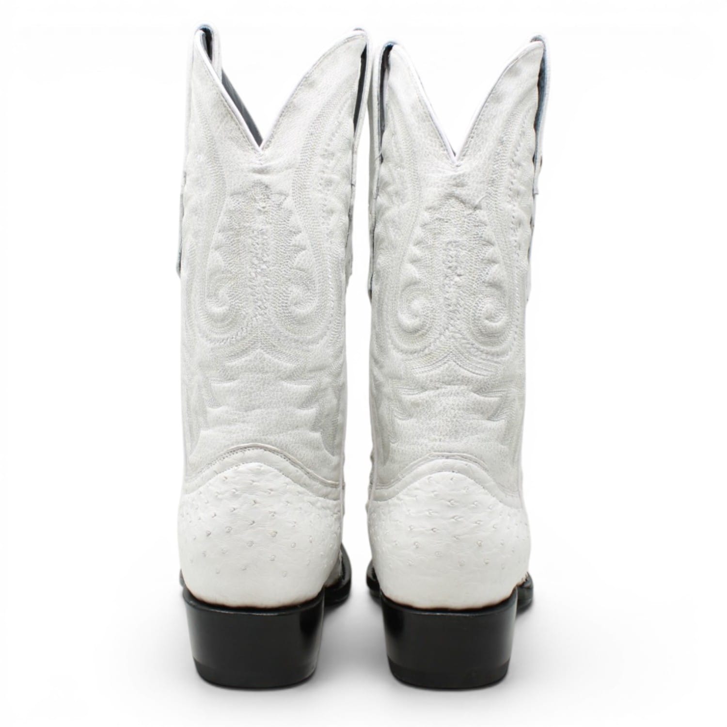Tanner Mark Boots Boots Men's Genuine Ostrich Round Toe Boots in Winter White - Tanner Mark Boots