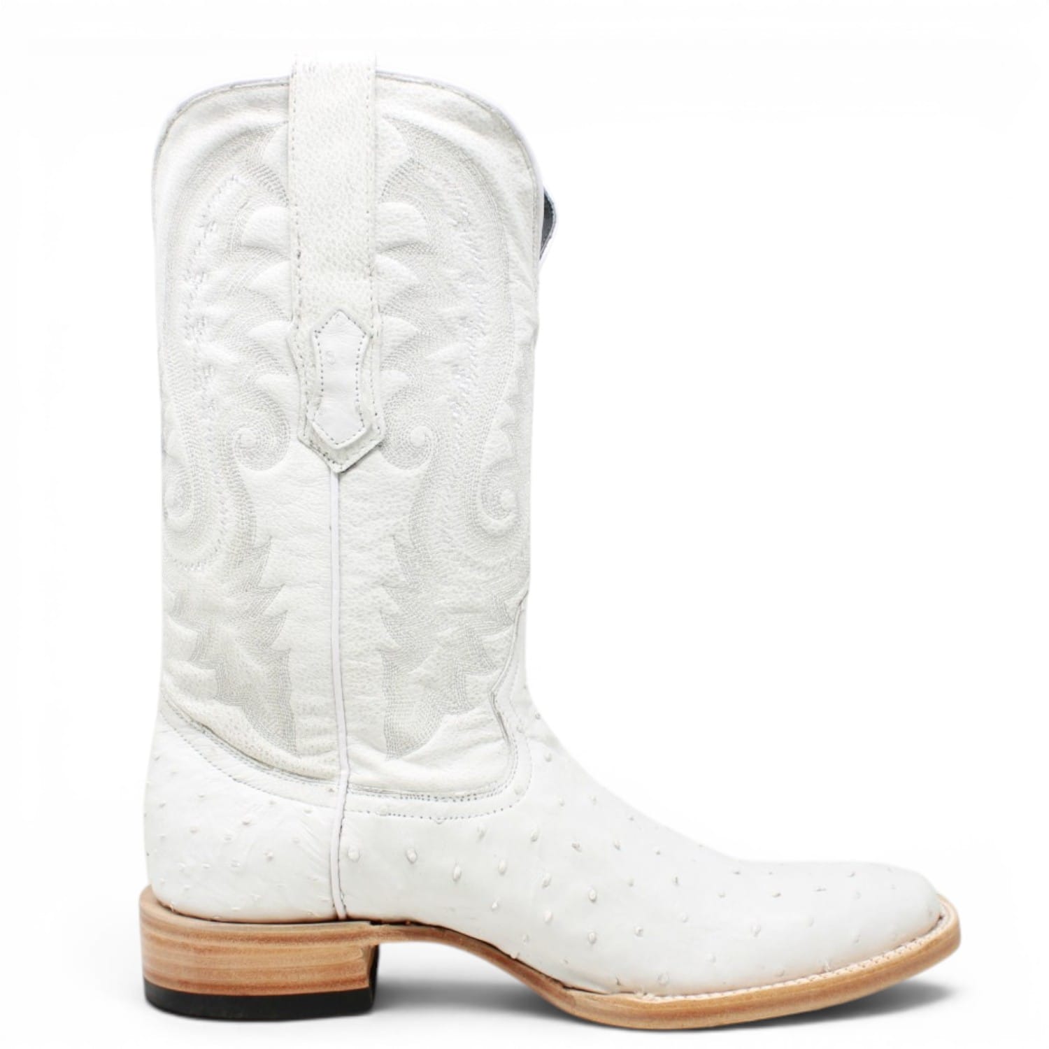 Tanner Mark Boots Boots Men's Genuine Ostrich Square Toe Boots in Winter White - Tanner Mark Boots