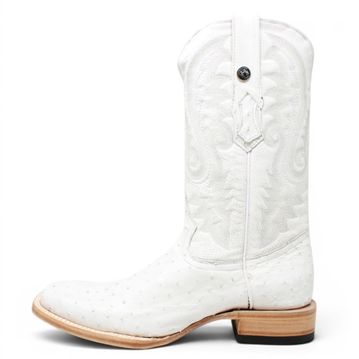 Tanner Mark Boots Boots Men's Genuine Ostrich Square Toe Boots in Winter White - Tanner Mark Boots