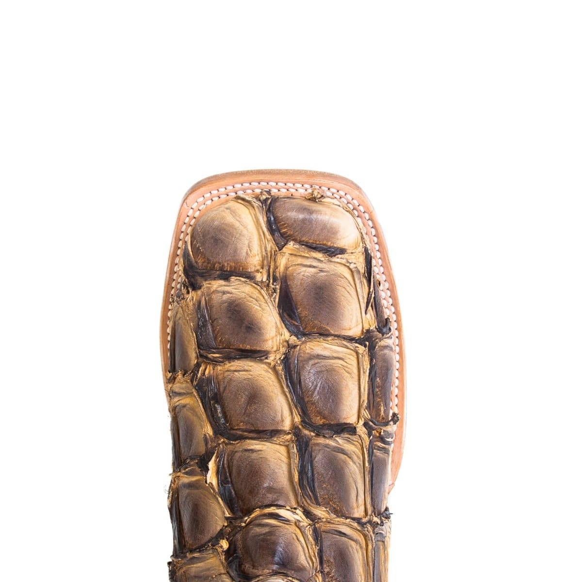 Tanner Mark Boots Boots Men's Genuine Piraruccu Wide Square Toe Boots in Mustang Brown - Tanner Mark Boots