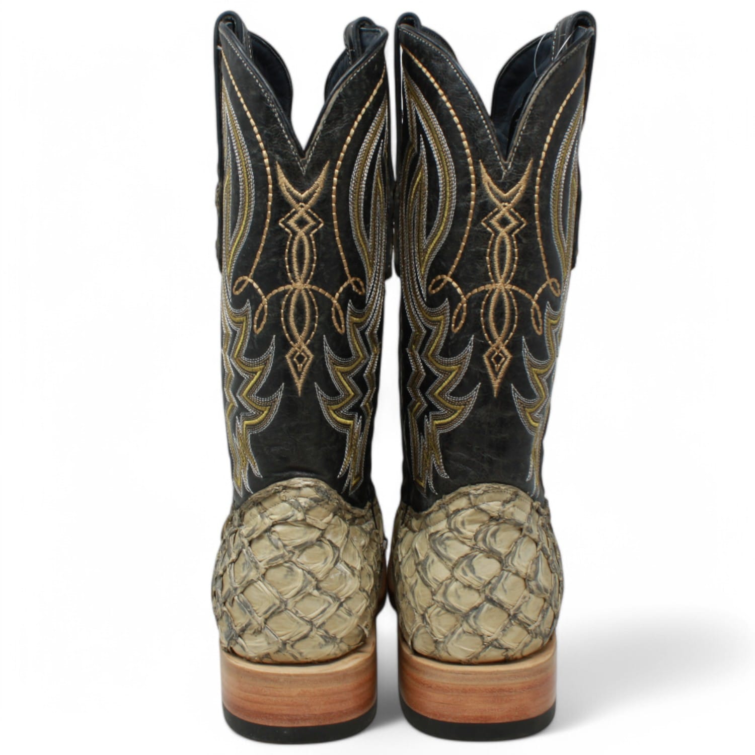 Tanner Mark Boots Boots Men's Genuine Piraruccu Wide Square Toe Boots in Sand - Tanner Mark Boots
