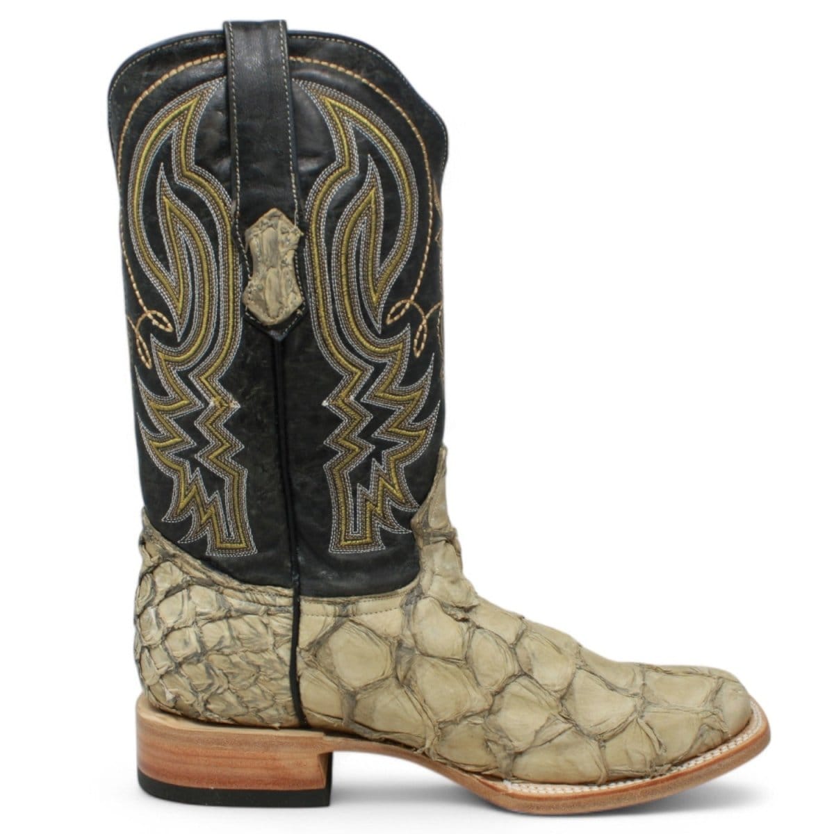 Tanner Mark Boots Boots Men's Genuine Piraruccu Wide Square Toe Boots in Sand - Tanner Mark Boots