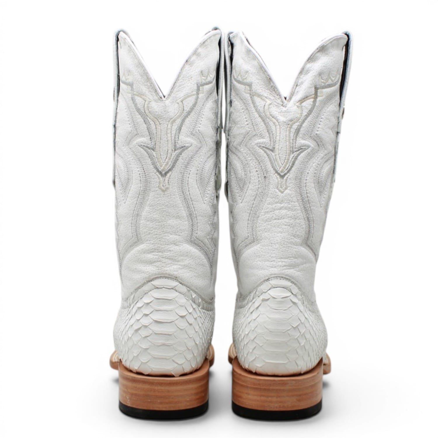Tanner Mark Boots Boots Men's Genuine Python Wide Square Toe Boots in White - Tanner Mark Boots