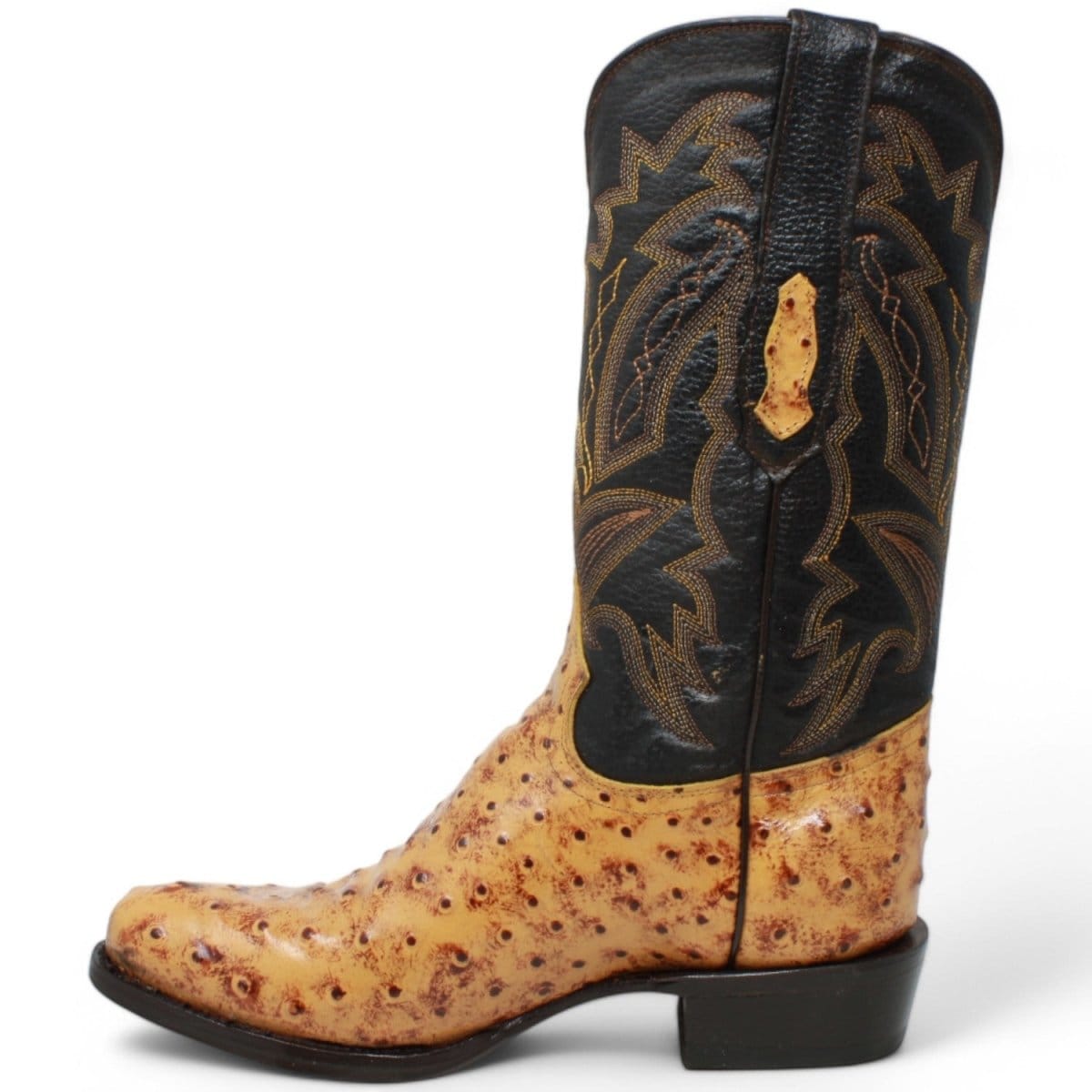 Tanner Mark Boots Boots Men's Ostrich Print Round Toe Boots in Buttercup - El Reparo