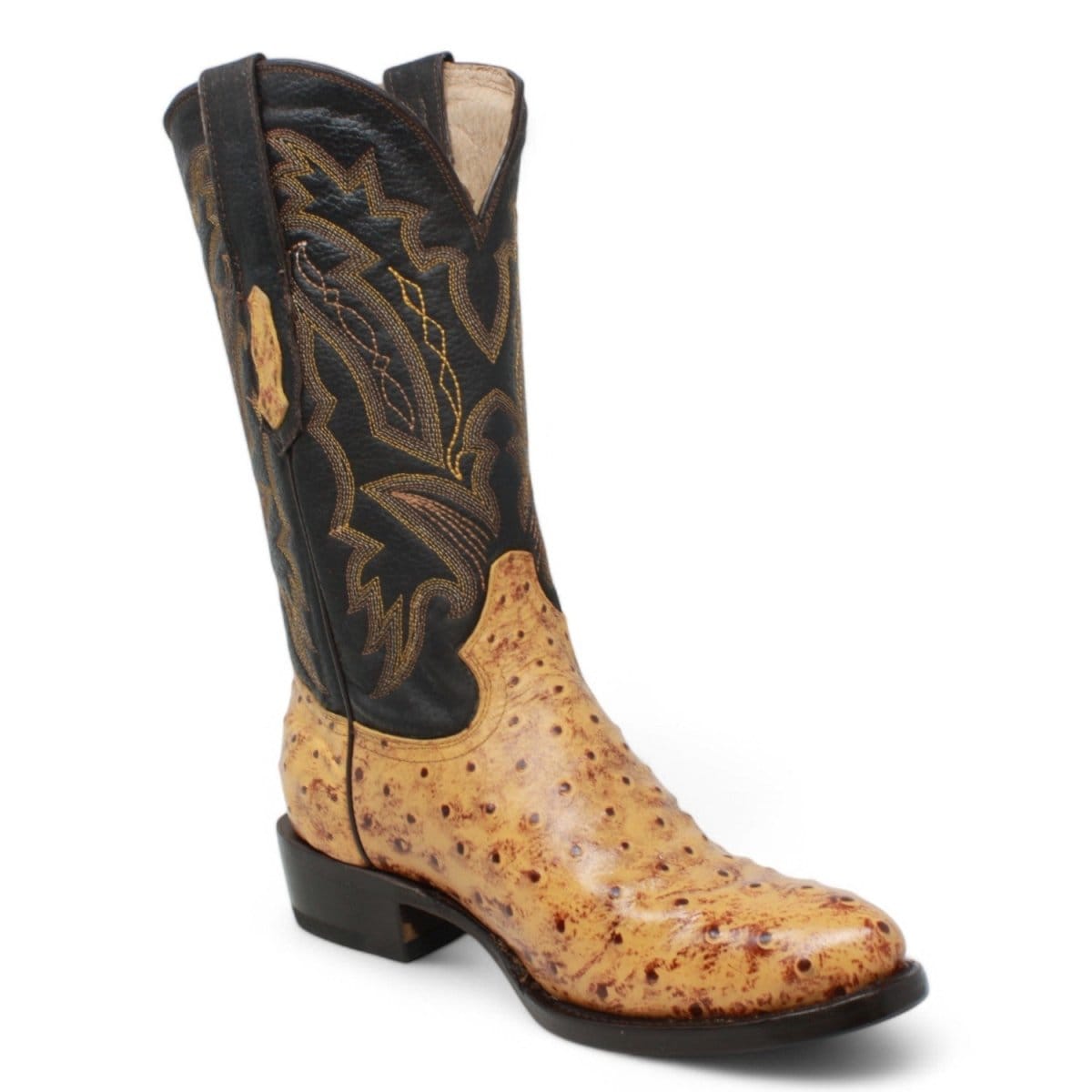 Tanner Mark Boots Boots Men's Ostrich Print Round Toe Boots in Buttercup - El Reparo