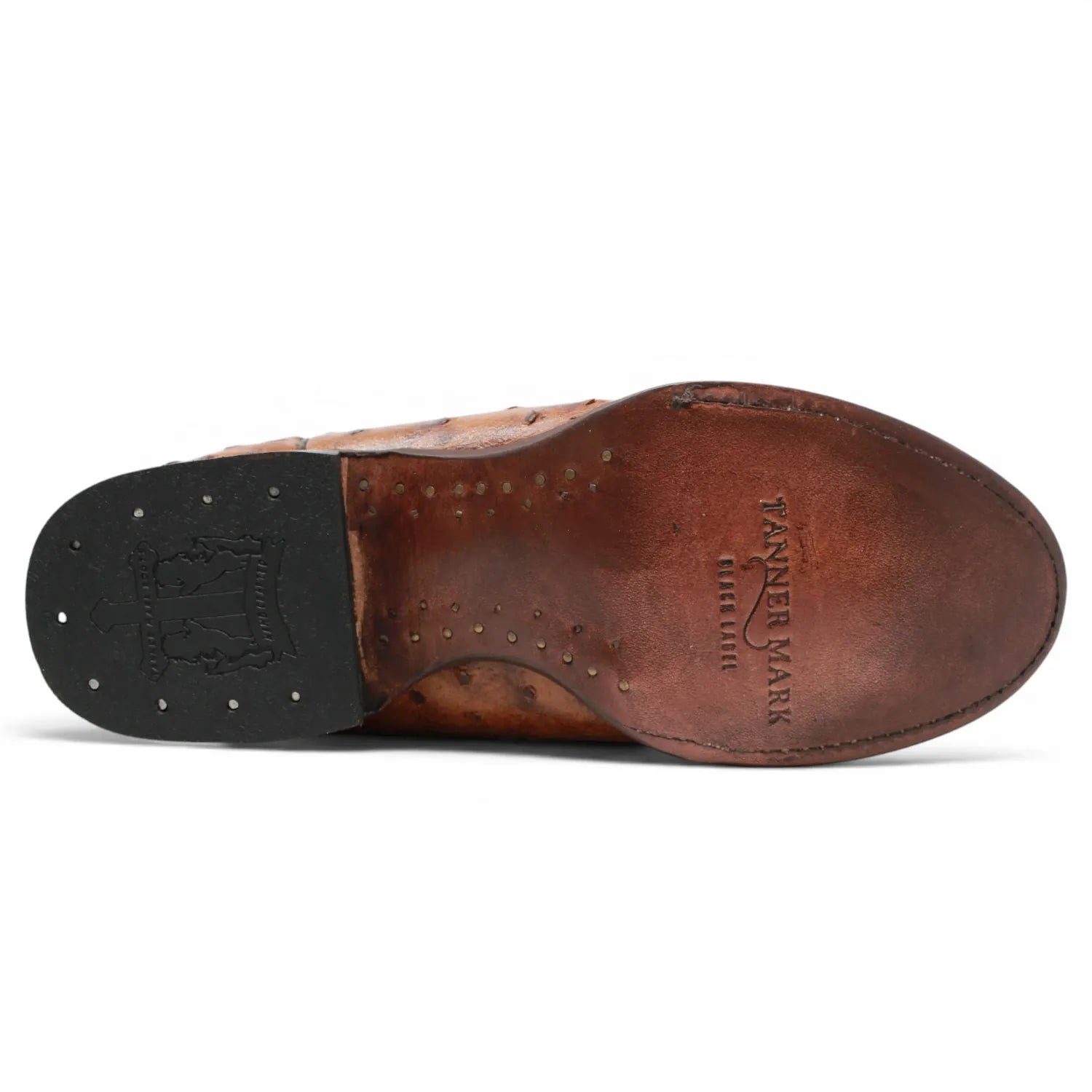 Tanner Mark Boots Boots Men's Ostrich Print Round Toe Boots in Rustic Cognac - Tanner Mark Boots